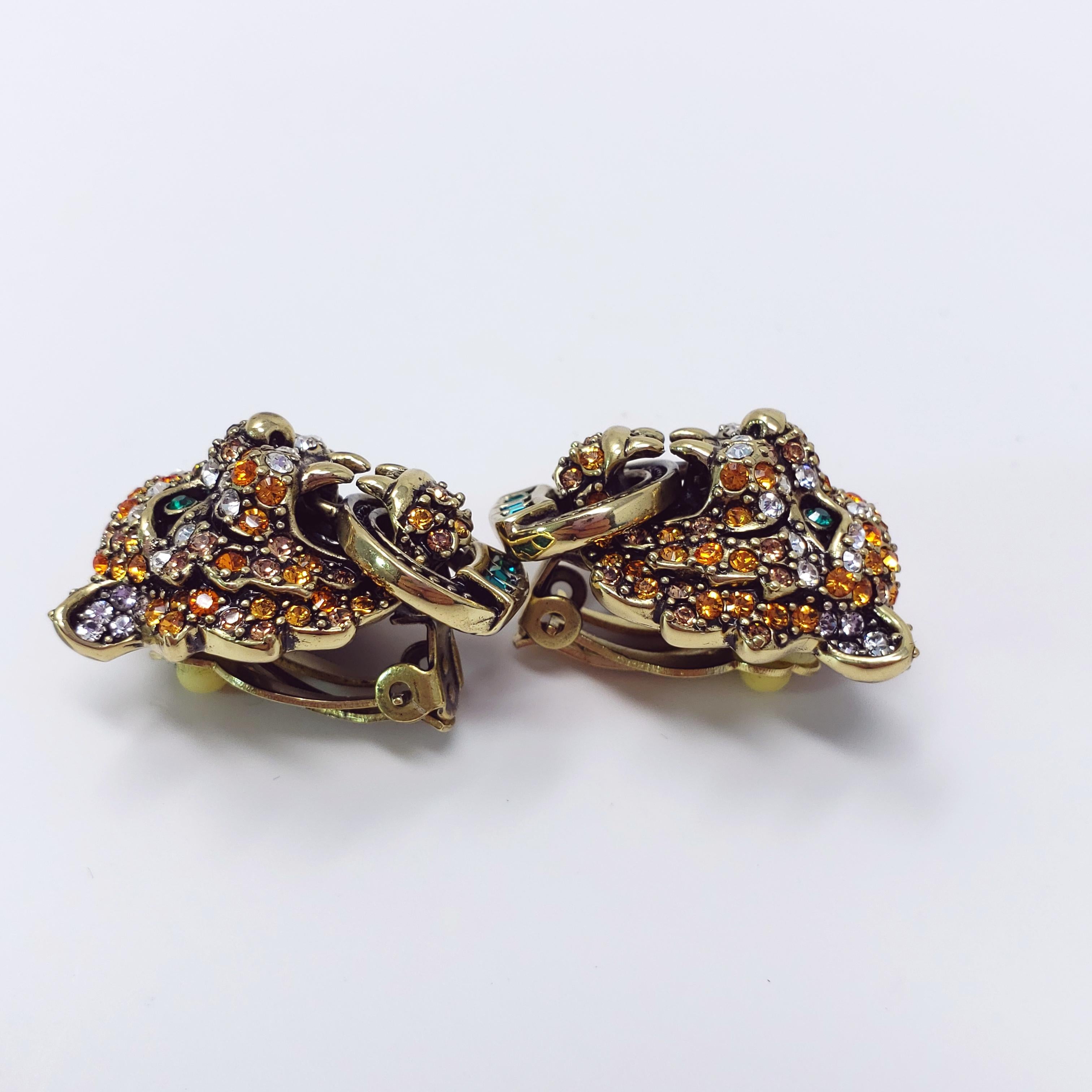 Heidi Daus Animal Magic Tiger Demi Parure Beaded Necklace and Clip on Earrings 3