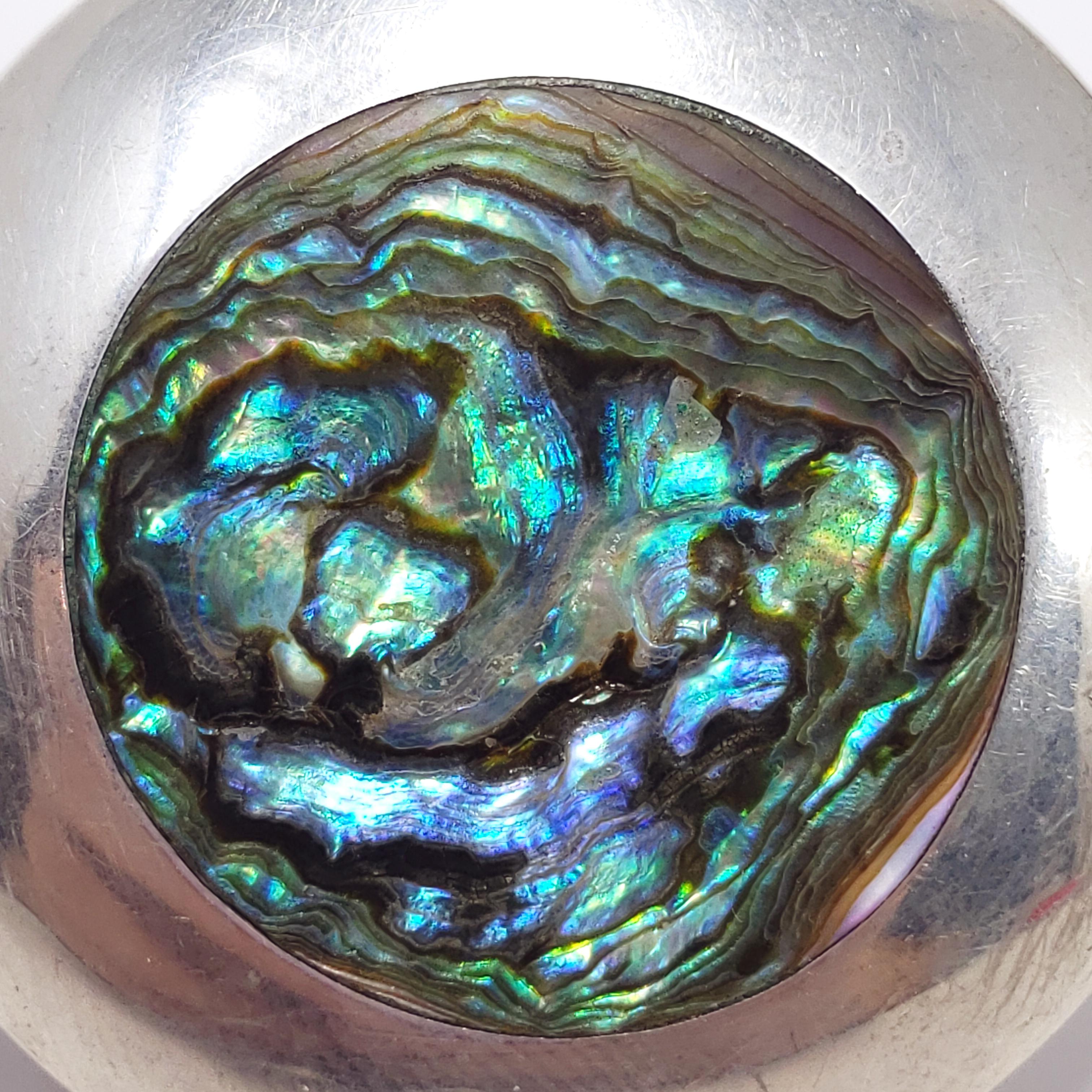 Mexikanischer Abalone-Muschel-Sterlingsilber-Anhänger/Brosche/Pin, Taxco, ca. 1960er Jahre im Zustand „Gut“ im Angebot in Milford, DE