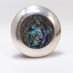 Mexican Abalone Shell Sterling Silver Pendant/Brooch/Pin, Taxco, Circa 1960s