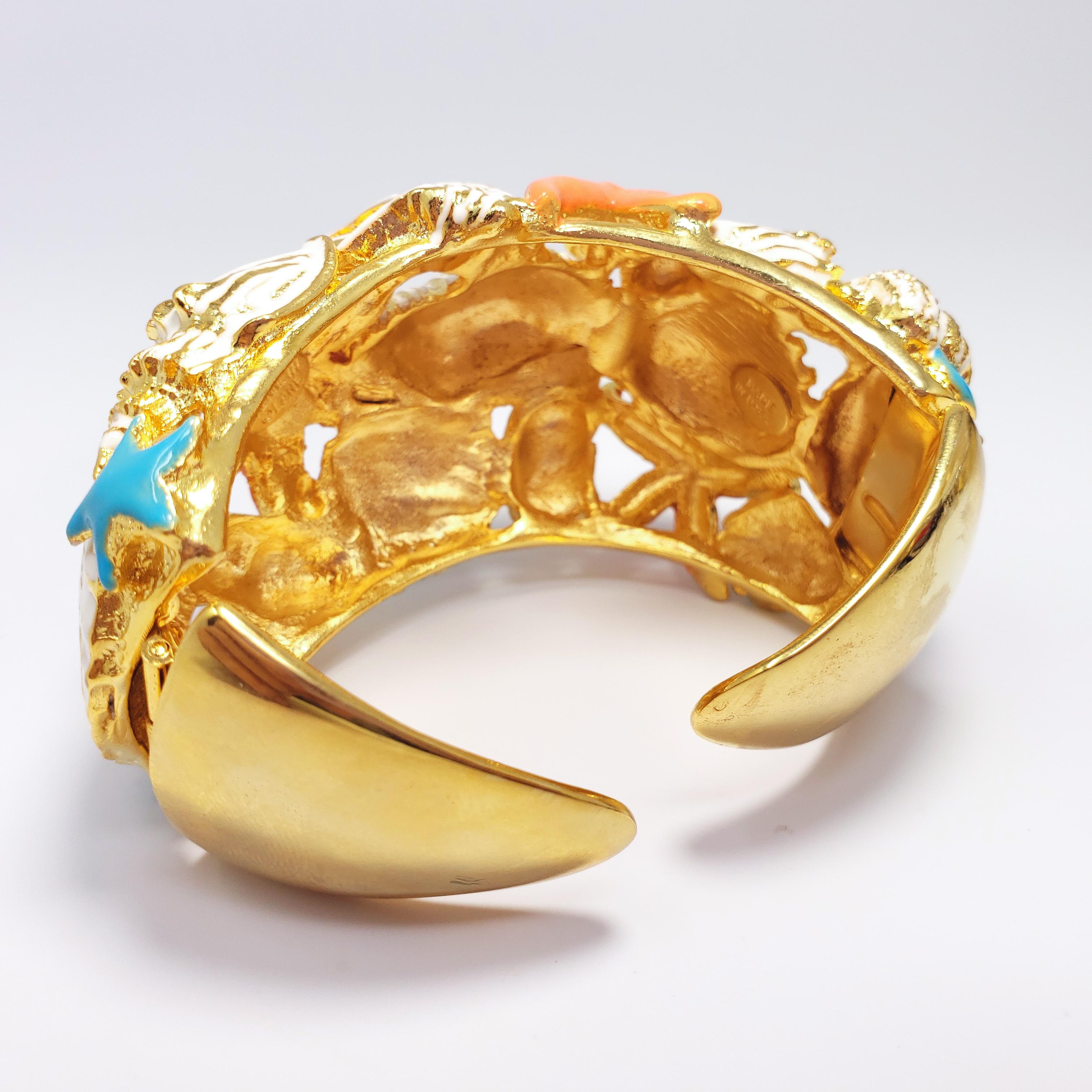 Women's KJL Kenneth Jay Lane Nautical Enameled Cuff Fashion Bracelet in Gold