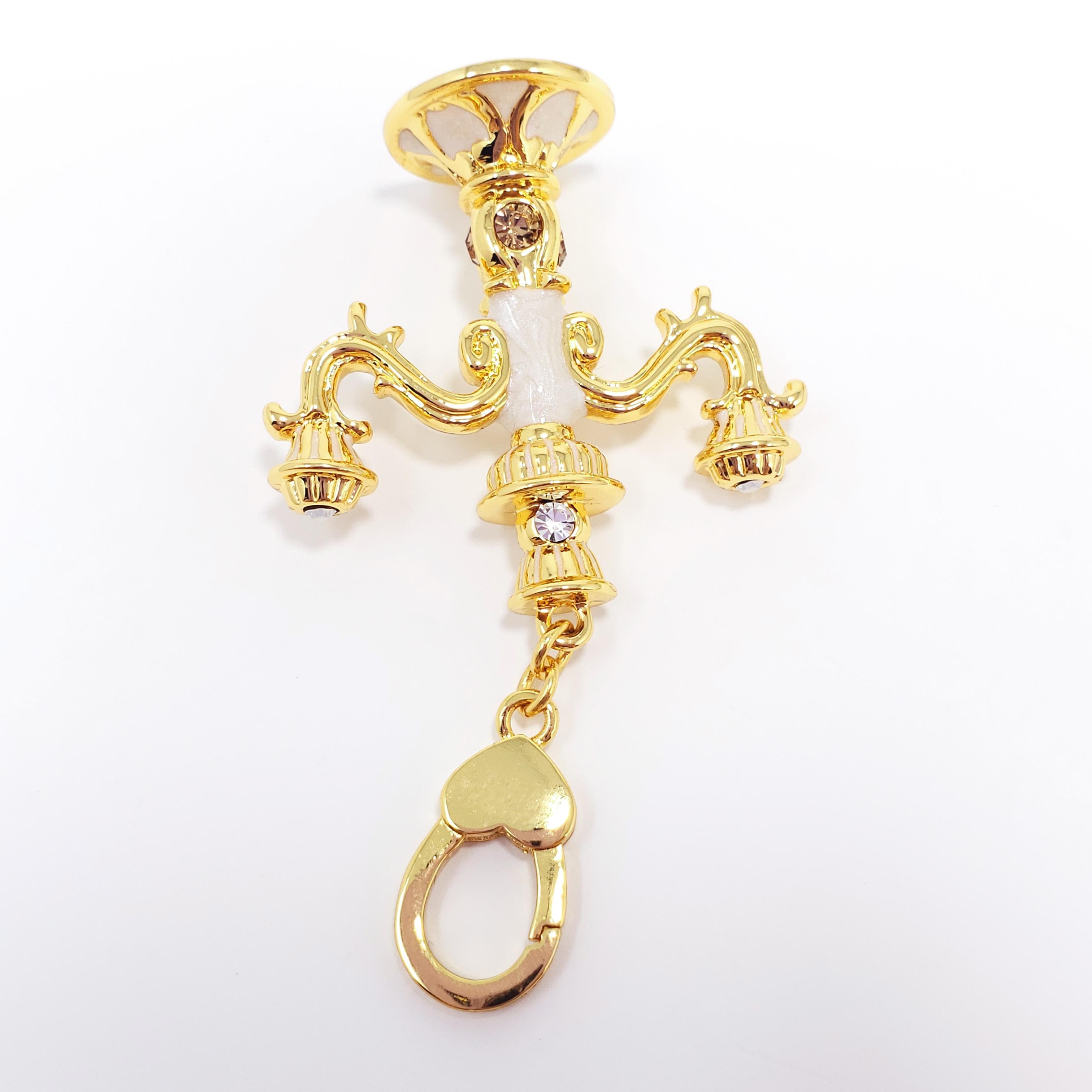 Women's or Men's Jay Strongwater Candlestick Charm in Gold, with Enamel and Crystals