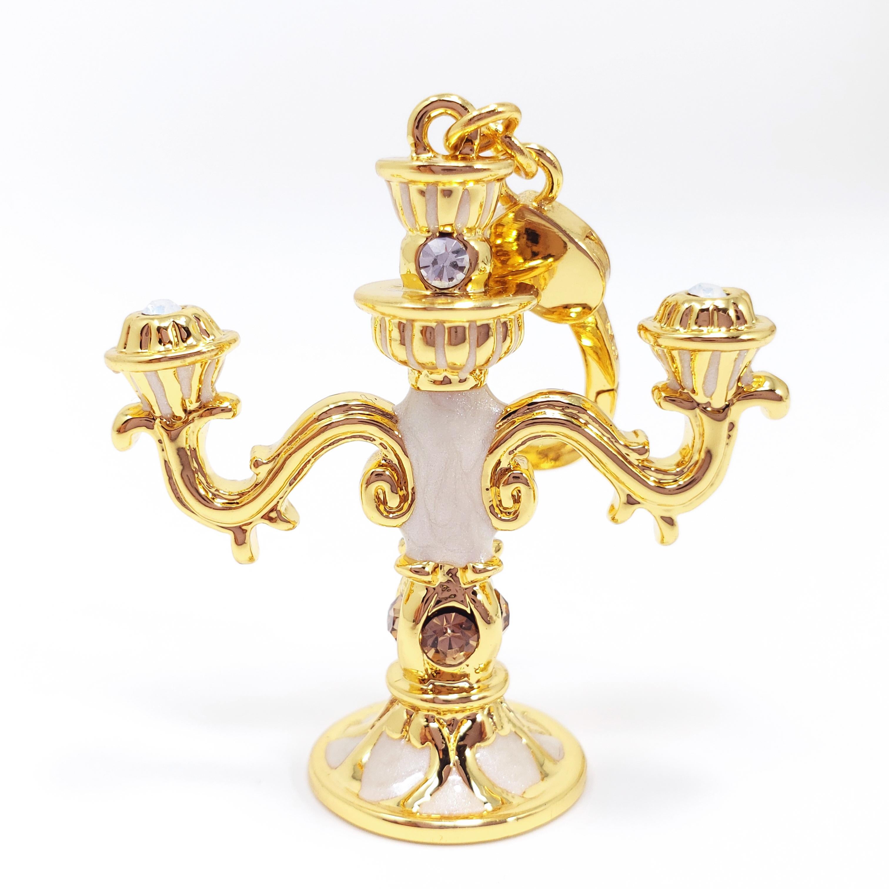 Jay Strongwater Candlestick Charm in Gold, with Enamel and Crystals 3