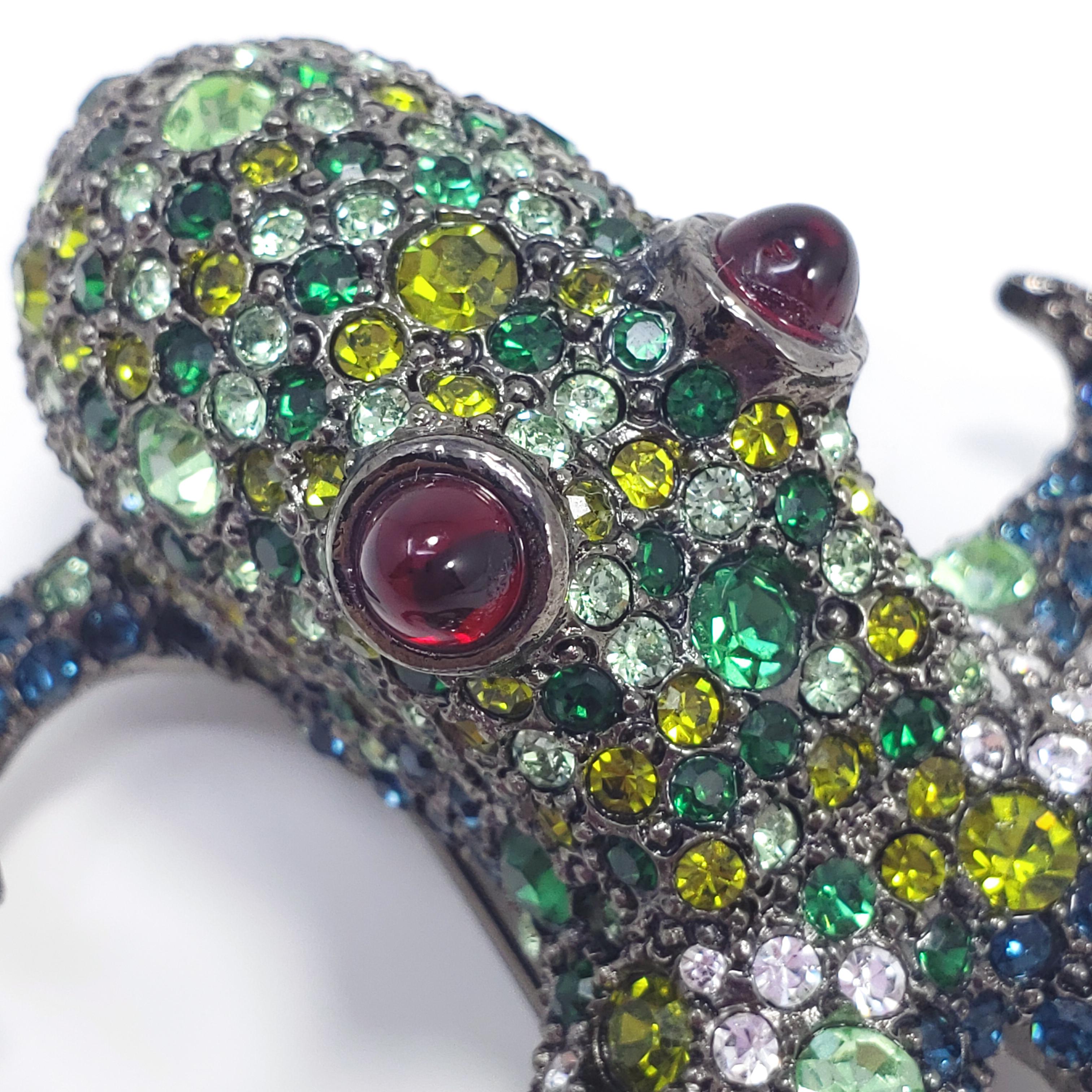 Women's or Men's KJL Kenneth Jay Lane Pave Green and White Crystal Octopus Brooch