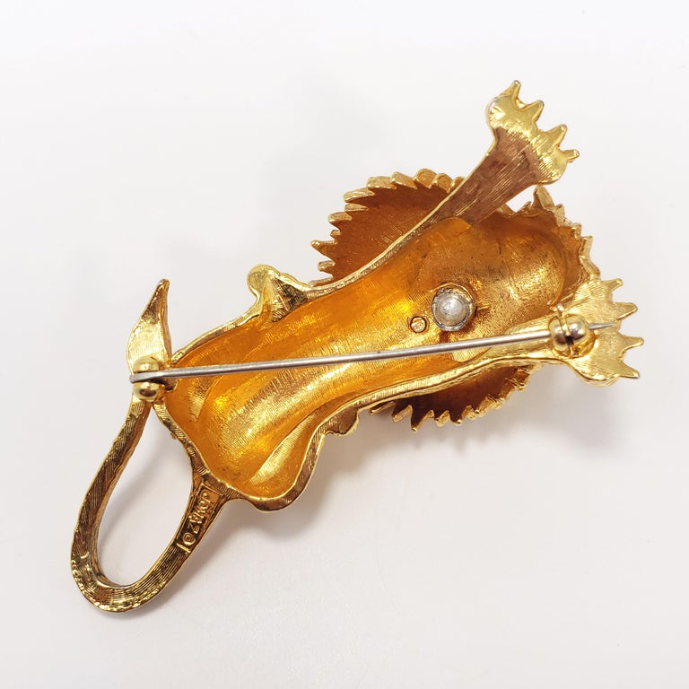 Vintage Jomaz Textured Lion Pin Brooch in Gold at 1stDibs