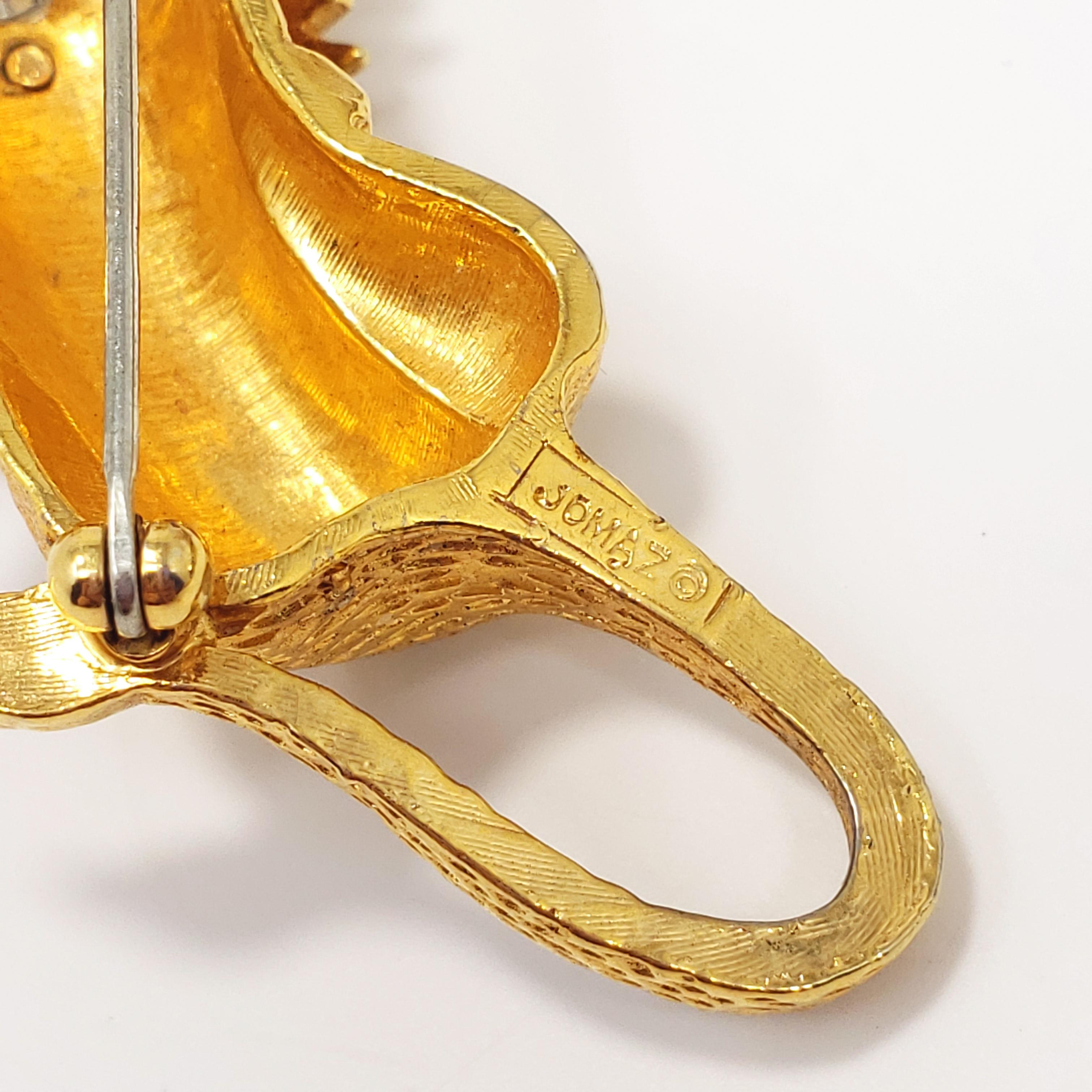 Women's Vintage Jomaz Textured Lion Pin Brooch in Gold