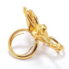 Oscar de la Renta Botanical Scribble Flower Statement Ring in Gold, US Sizes 4-8