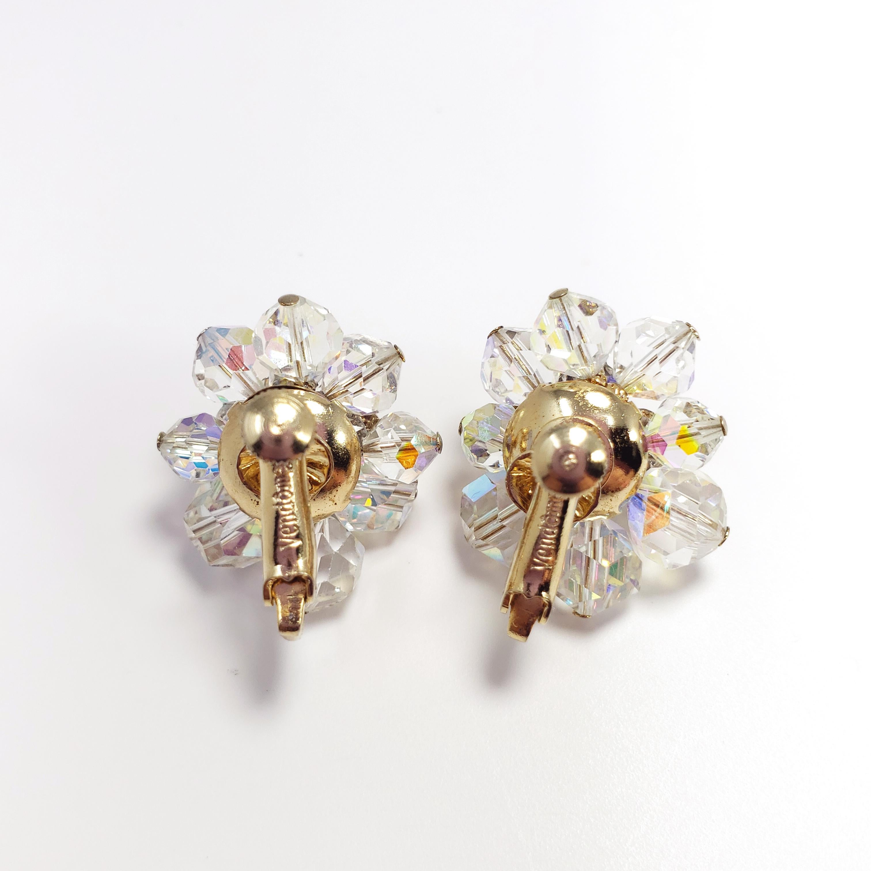 Vendome Aurora Borealis Crystal Demi Parure Three Strand Necklace and Earrings 3