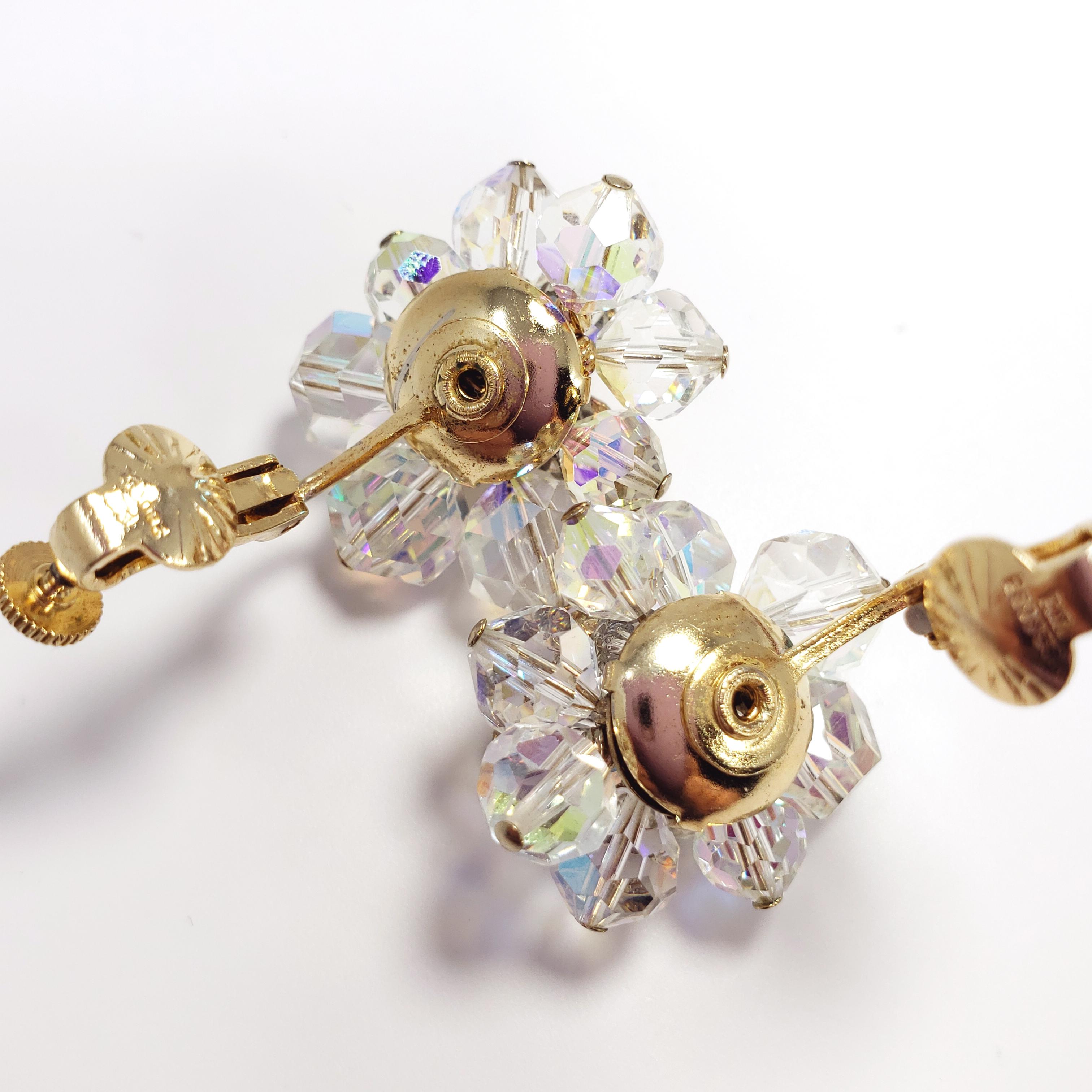 Vendome Aurora Borealis Crystal Demi Parure Three Strand Necklace and Earrings 4