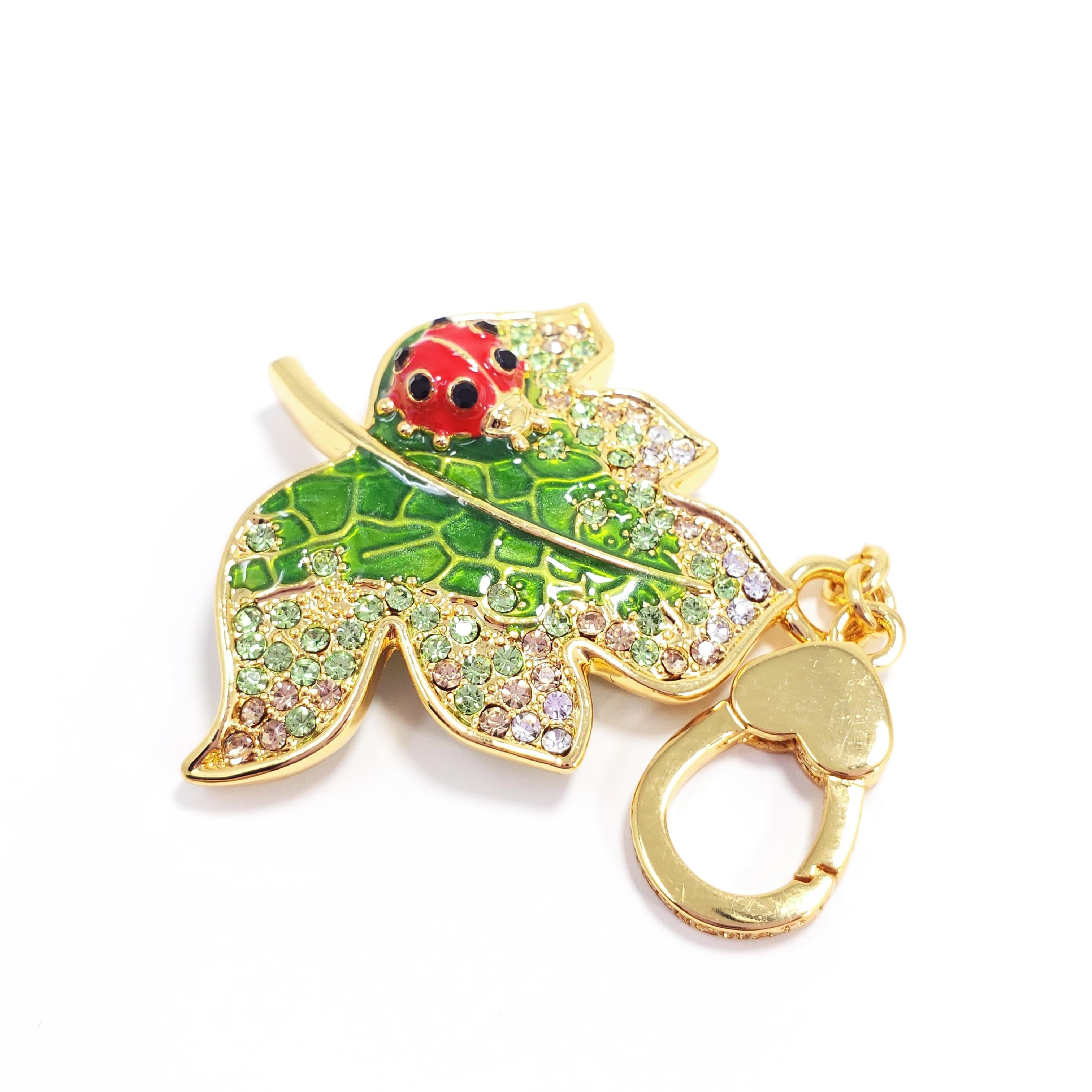 Women's or Men's Jay Strongwater Lead & Ladybug Charm in Gold, with Enamel and Crystals