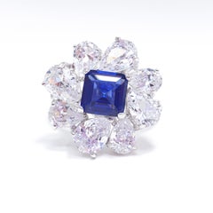 CZ by KJL, Cubic Zirconia Rhodium Plated Cluster Cocktail Ring, Kenneth Jay Lane