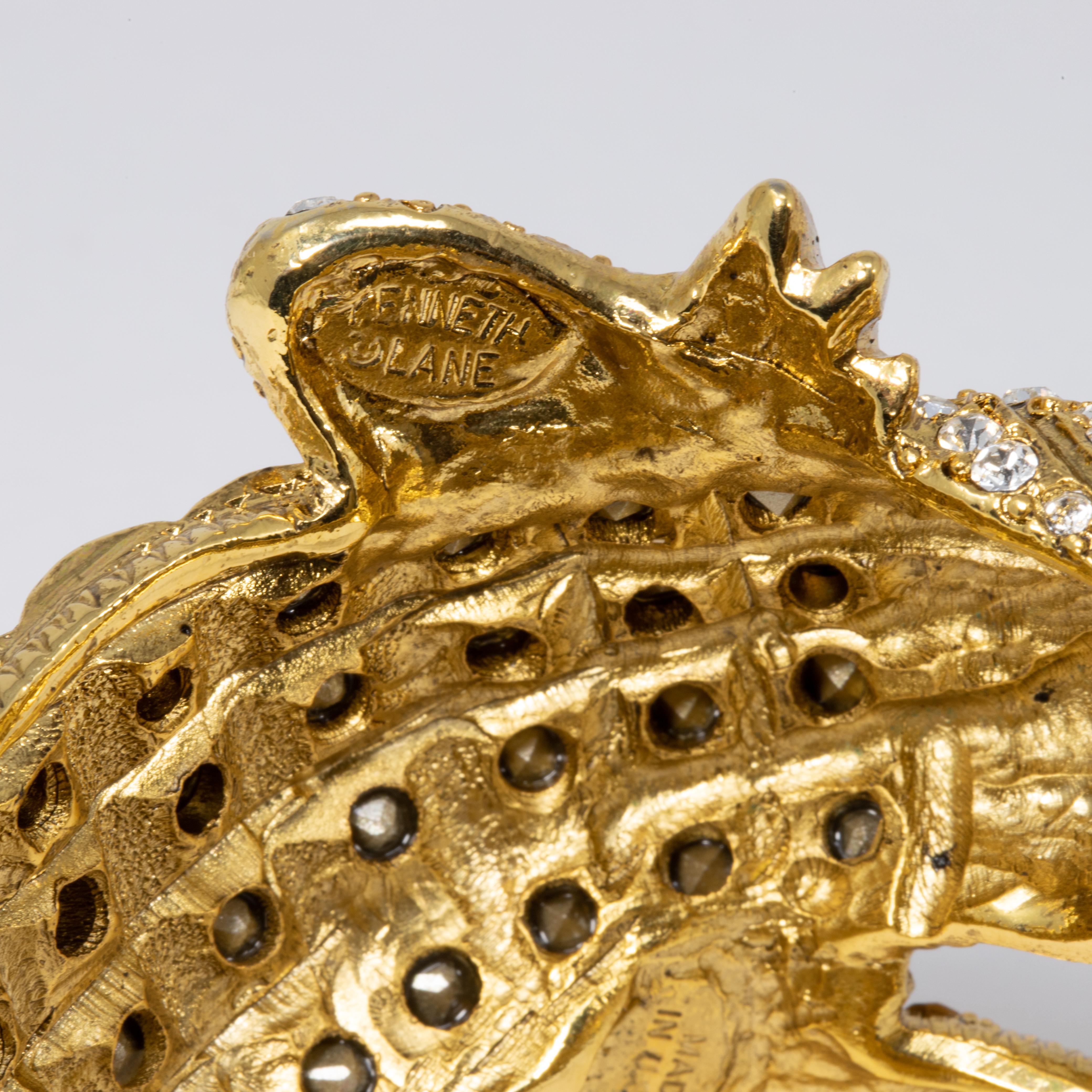 Women's or Men's KJL Kenneth Jay Lane Crystal Pavé Crocodile Bangle Bracelet in Gold