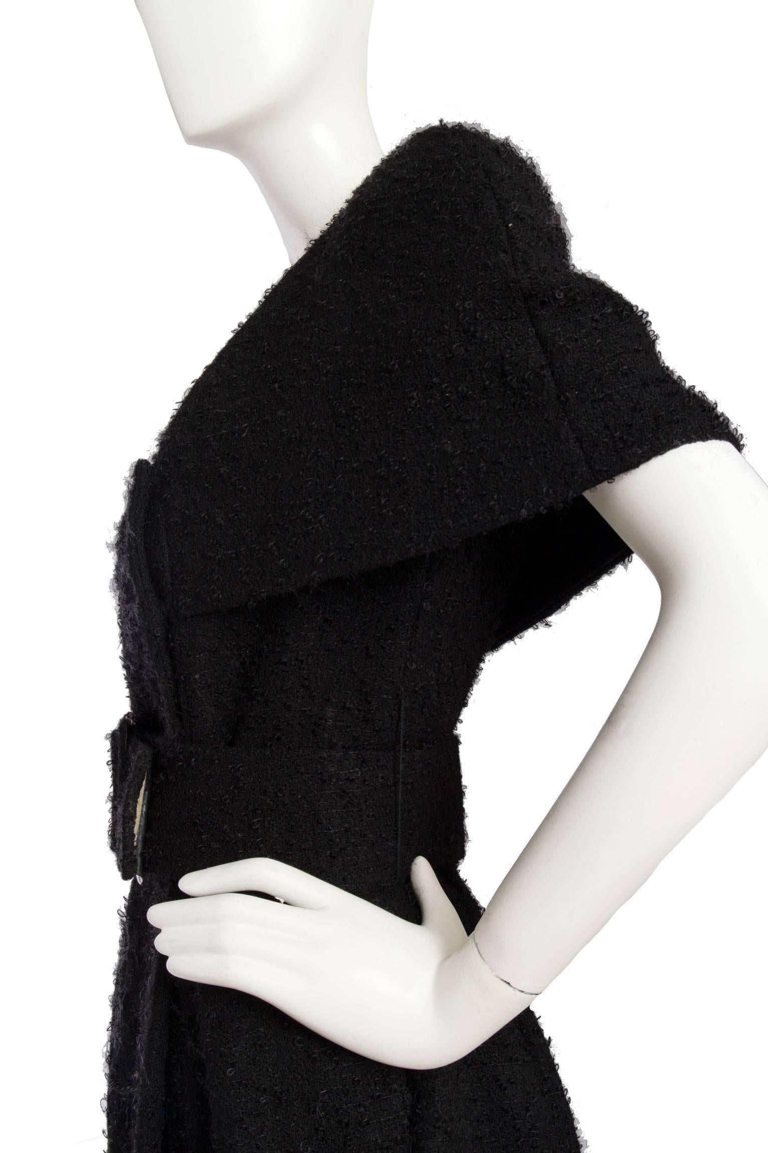 1980s black Caped Murray Arbeid Wool Dress For Sale 1