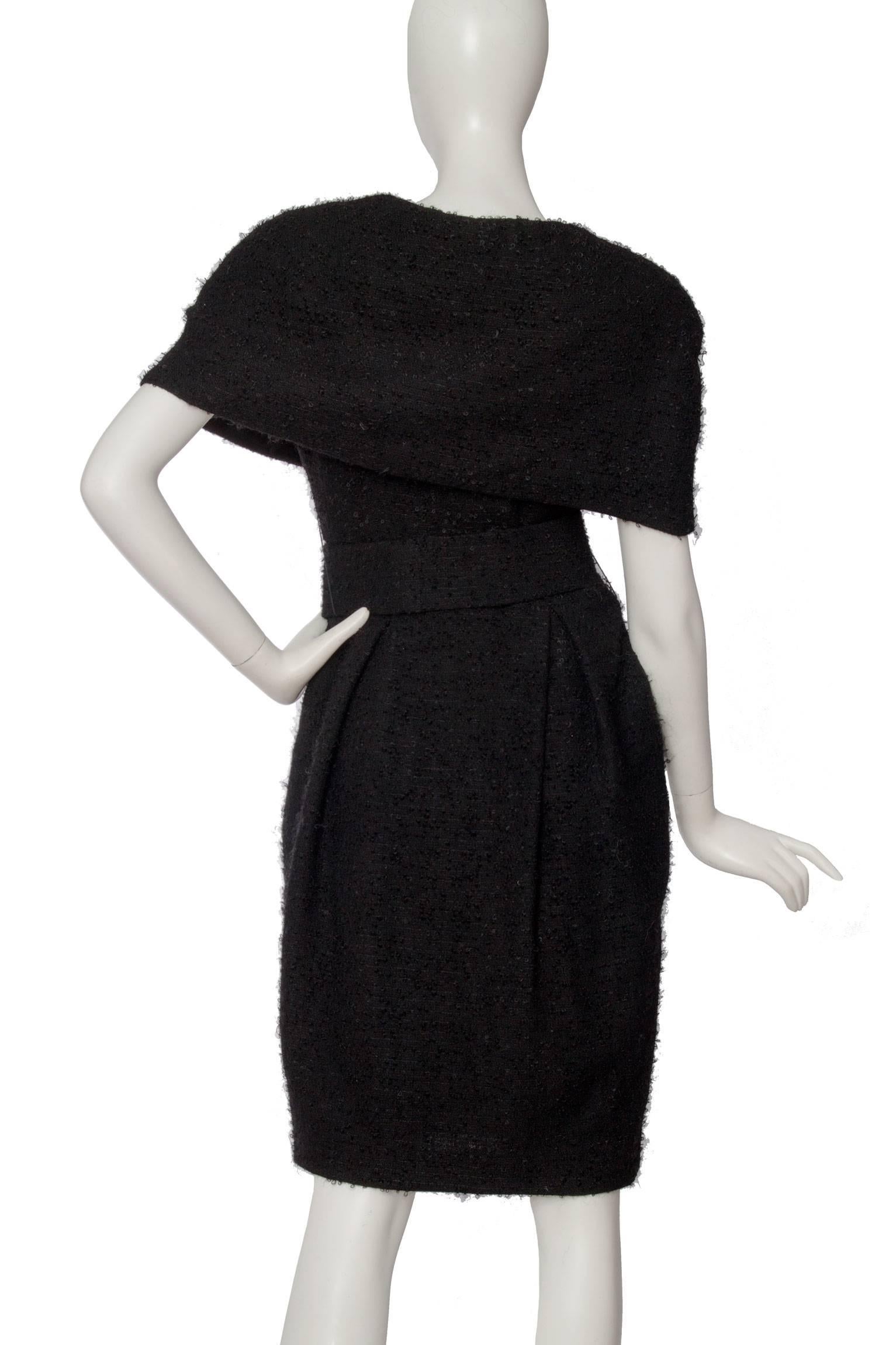 Women's 1980s black Caped Murray Arbeid Wool Dress For Sale