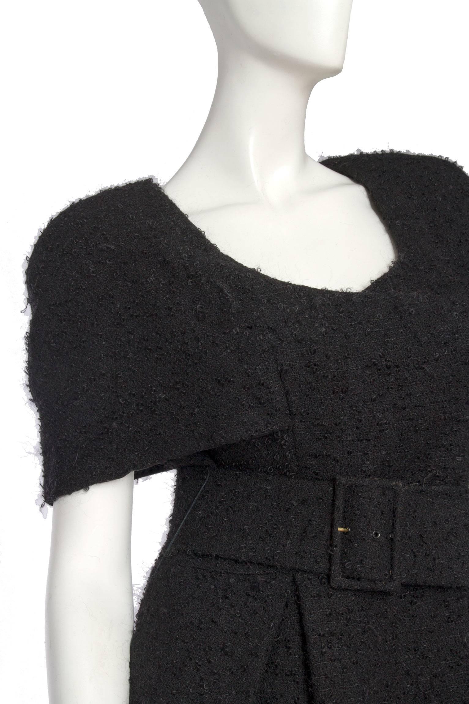 1980s black Caped Murray Arbeid Wool Dress For Sale 3