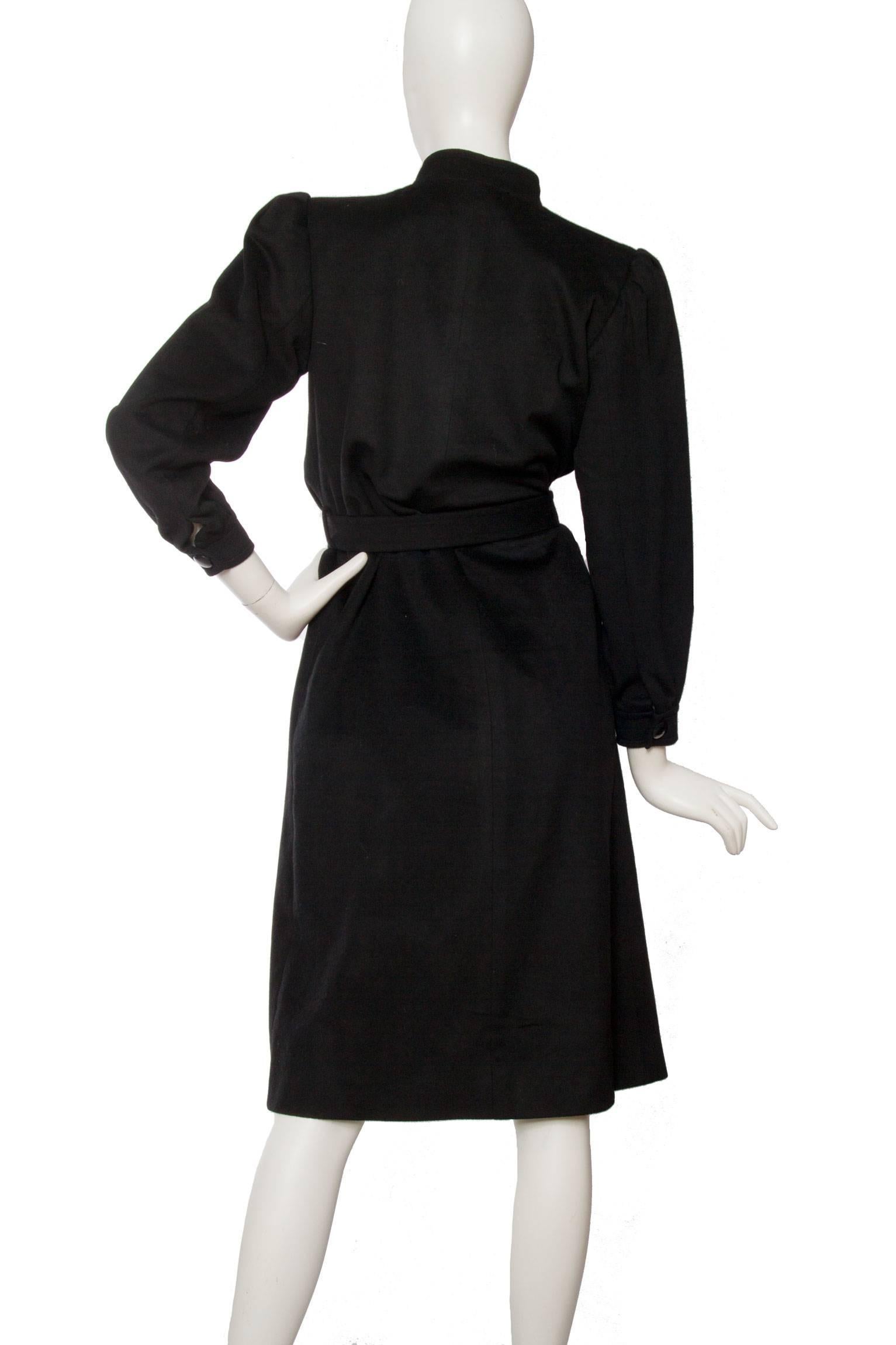 1980s Yves Saint Laurent Black & White Wool Coat For Sale 1