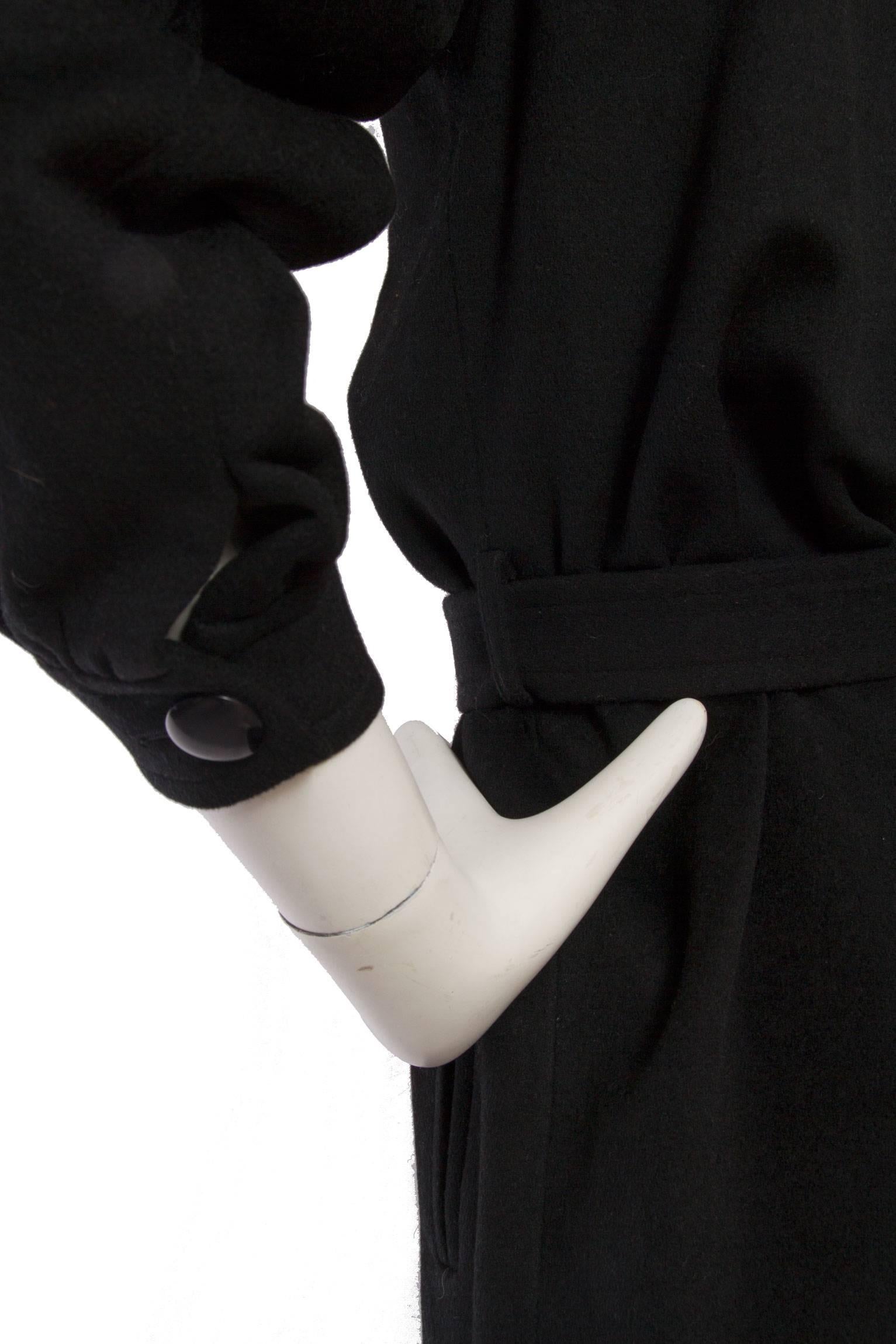 1980s Yves Saint Laurent Black & White Wool Coat For Sale 5