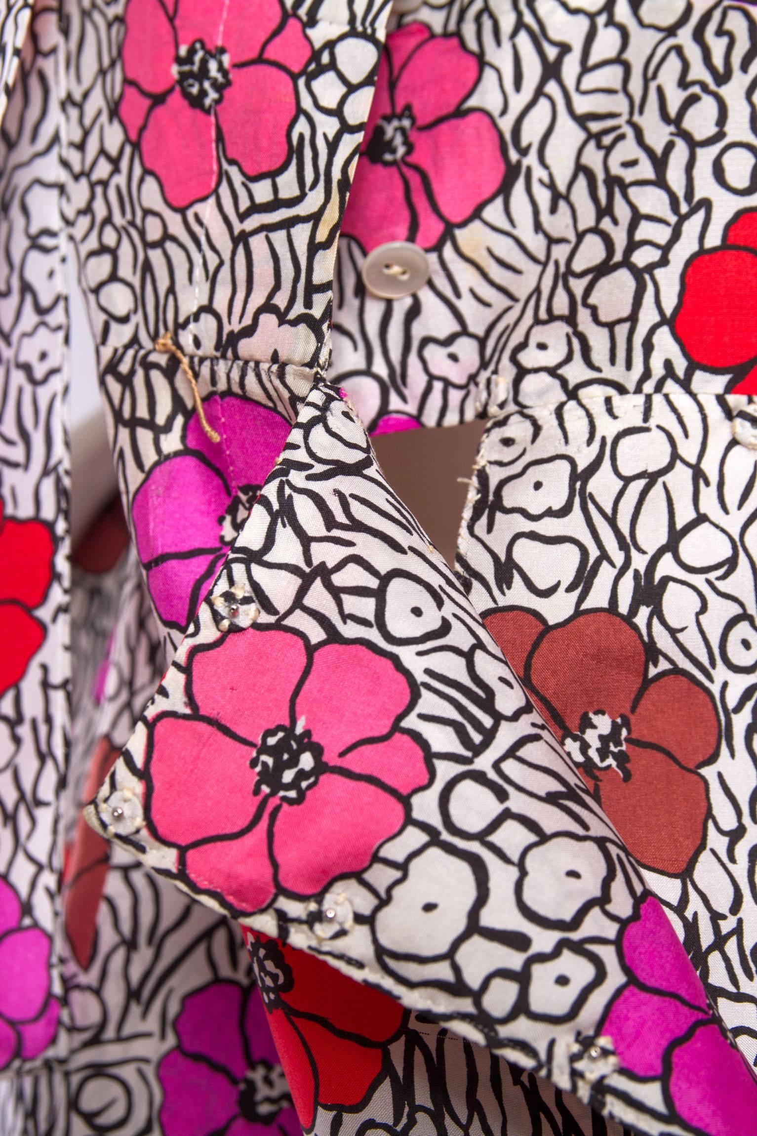 1960s Floral Chanel Haute Couture Dress 2