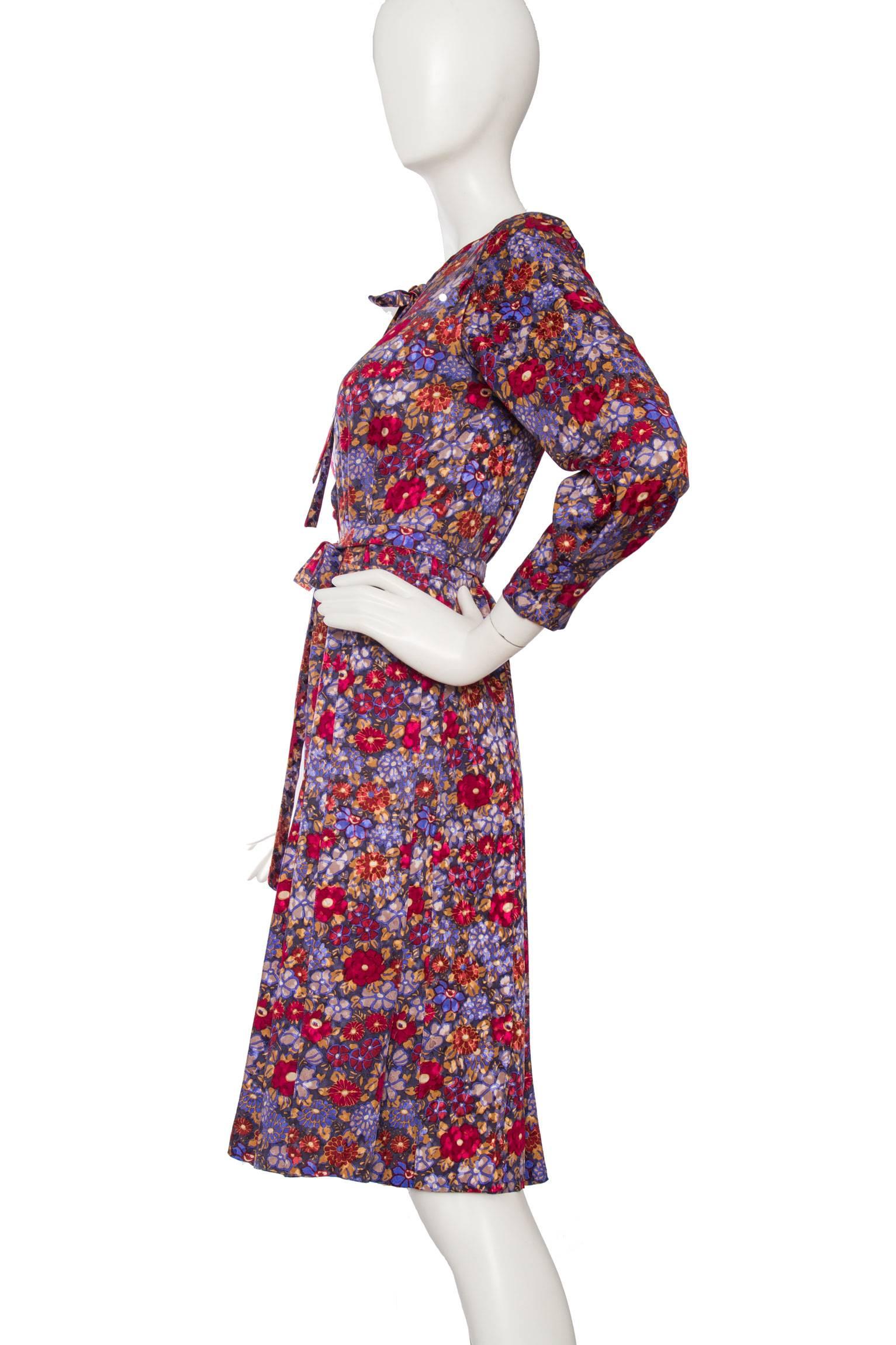 Women's 60s Chanel Haute Couture Floral Silk Dress