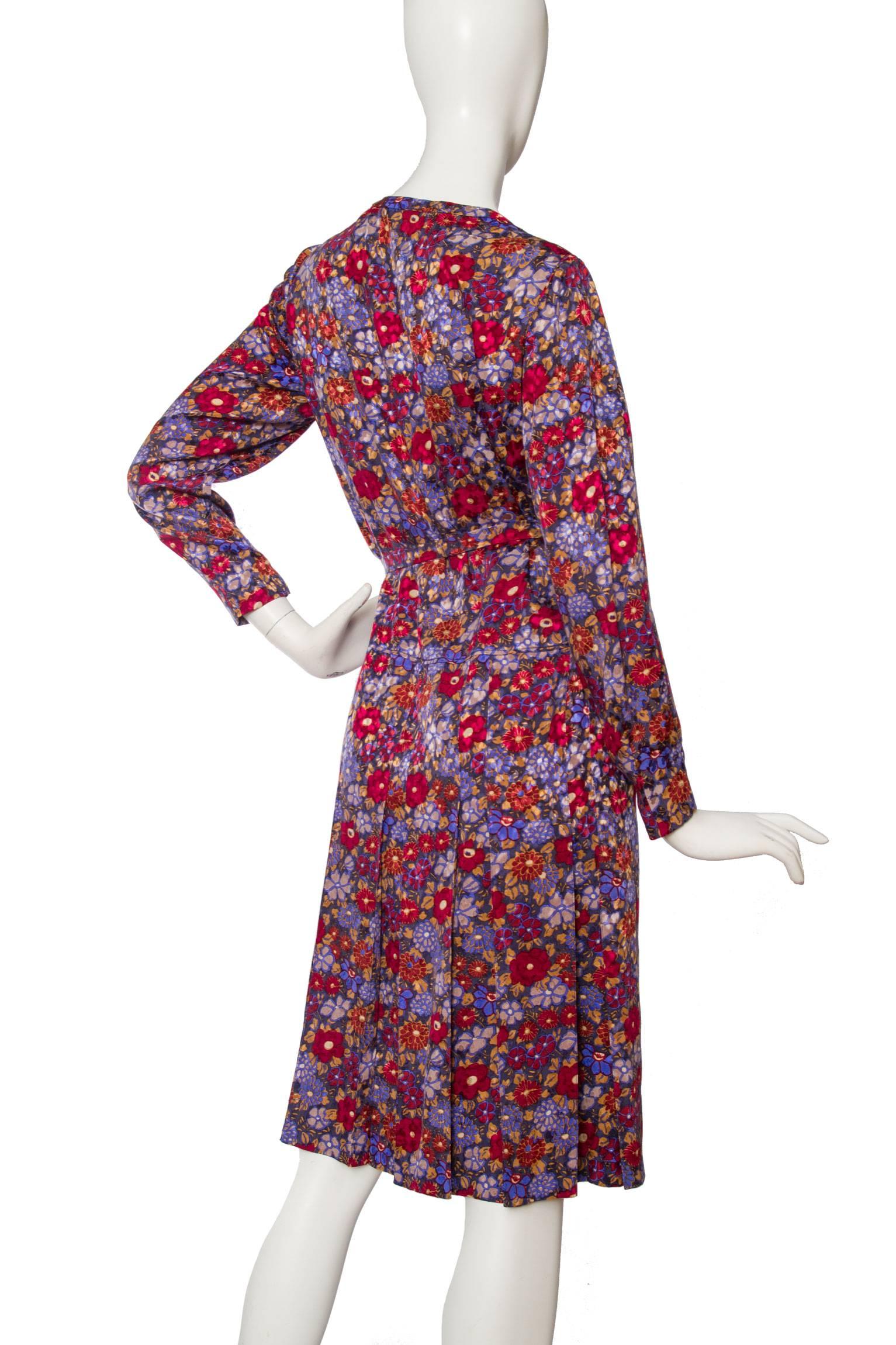 60s Chanel Haute Couture Floral Silk Dress 1