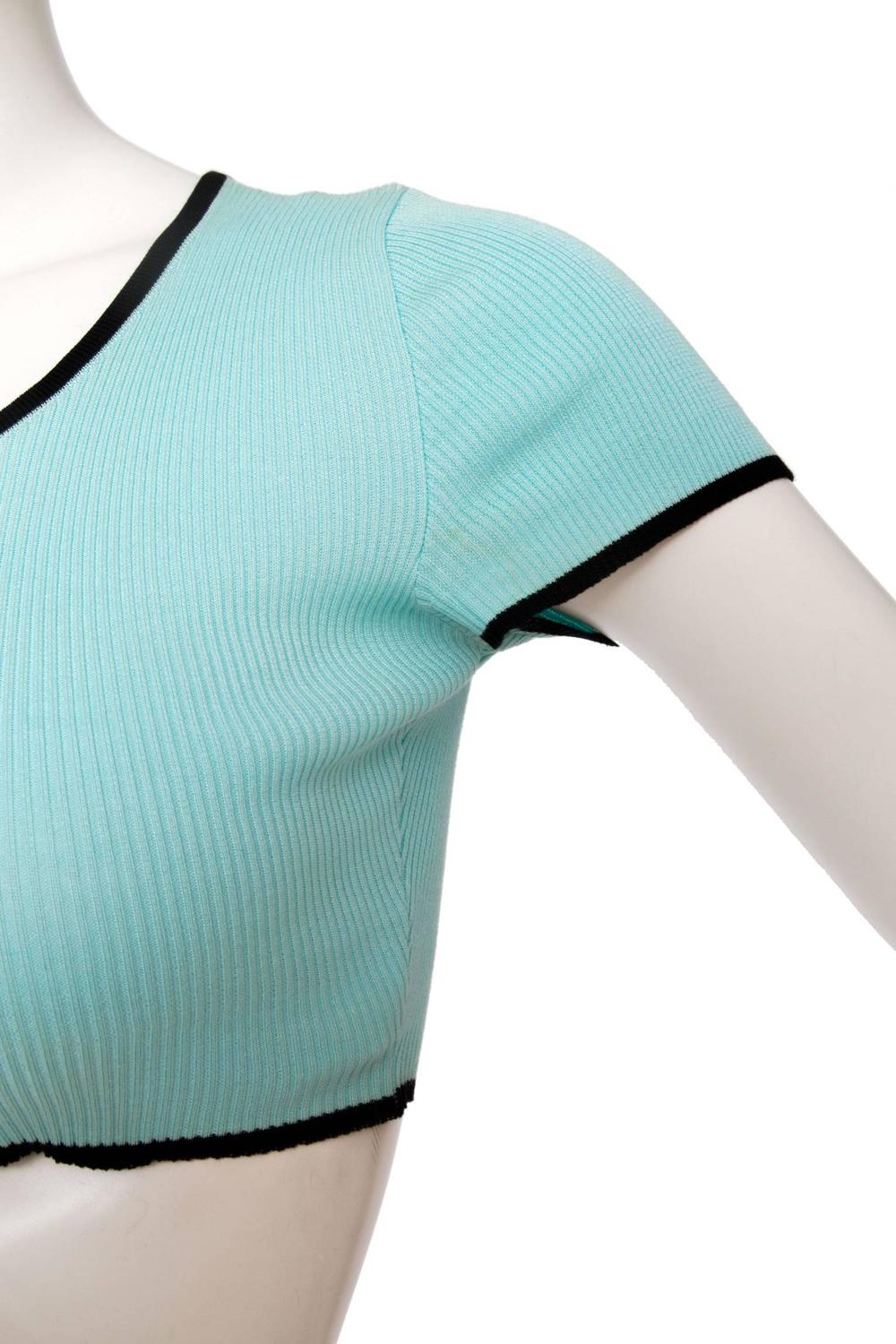 1990s chanel rib knit cropped top