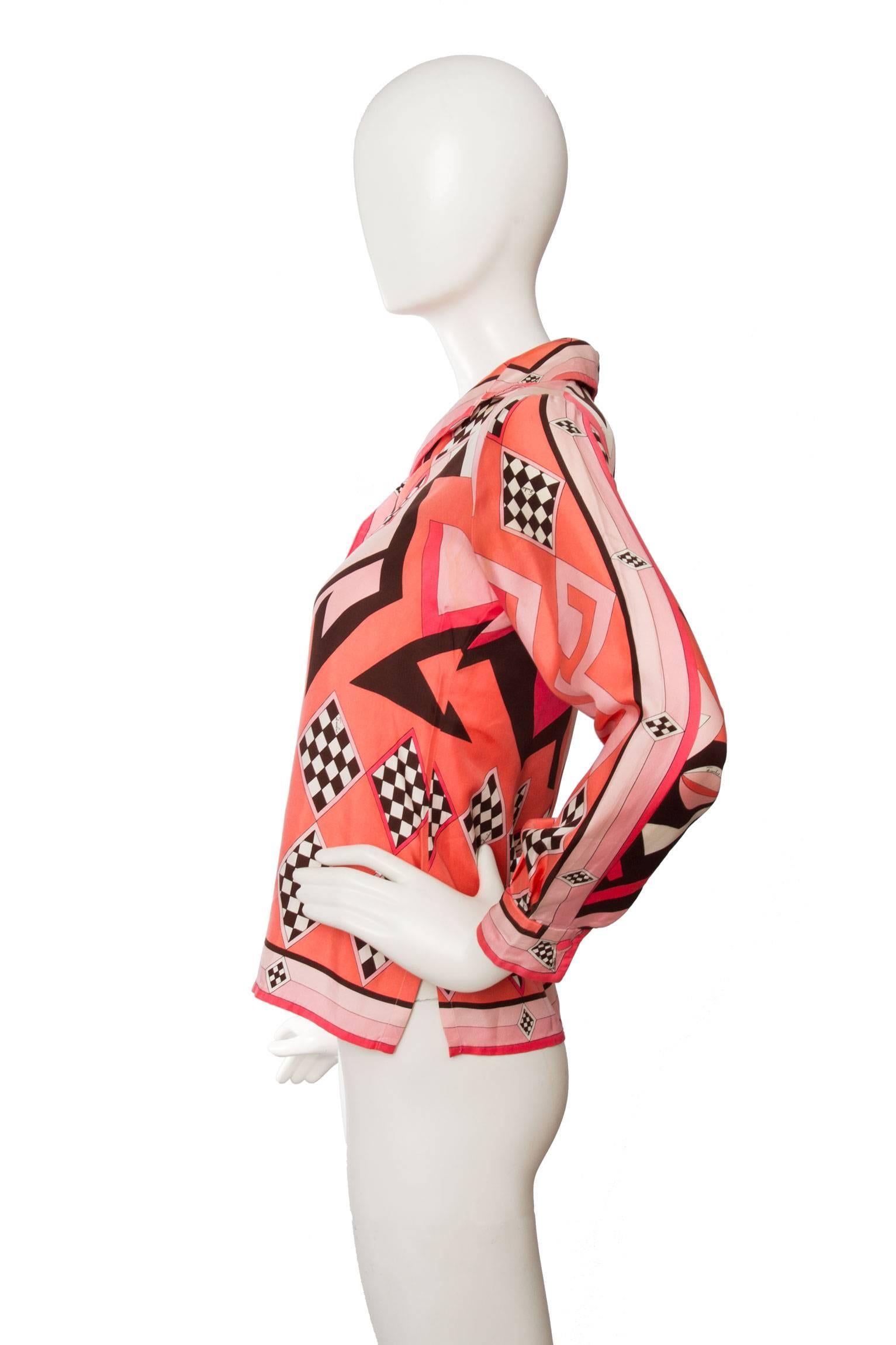 Pink 1960s Emillio Pucci Silk Blouse