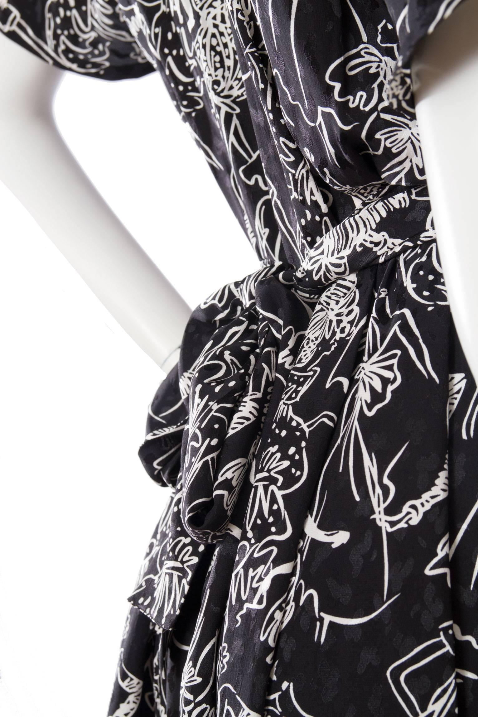 80s Yves Saint Laurent Silk Day Dress 2