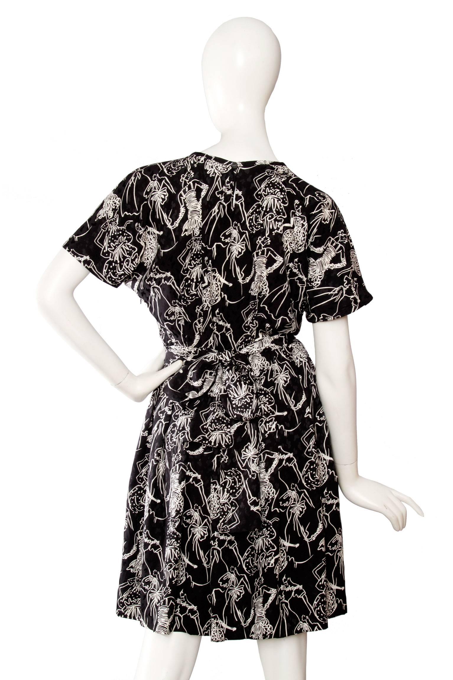 Women's or Men's 80s Yves Saint Laurent Silk Day Dress