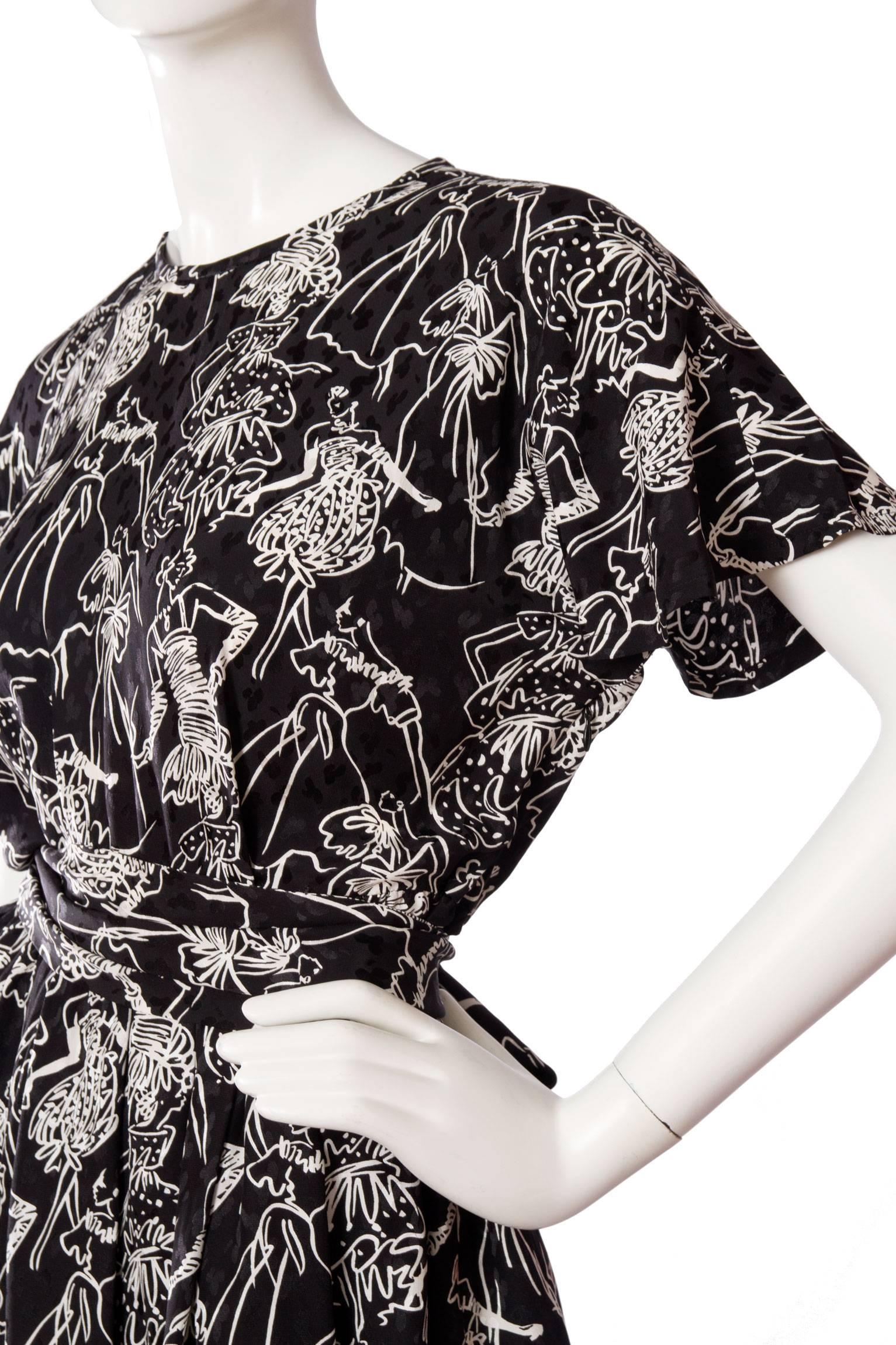 80s Yves Saint Laurent Silk Day Dress 1
