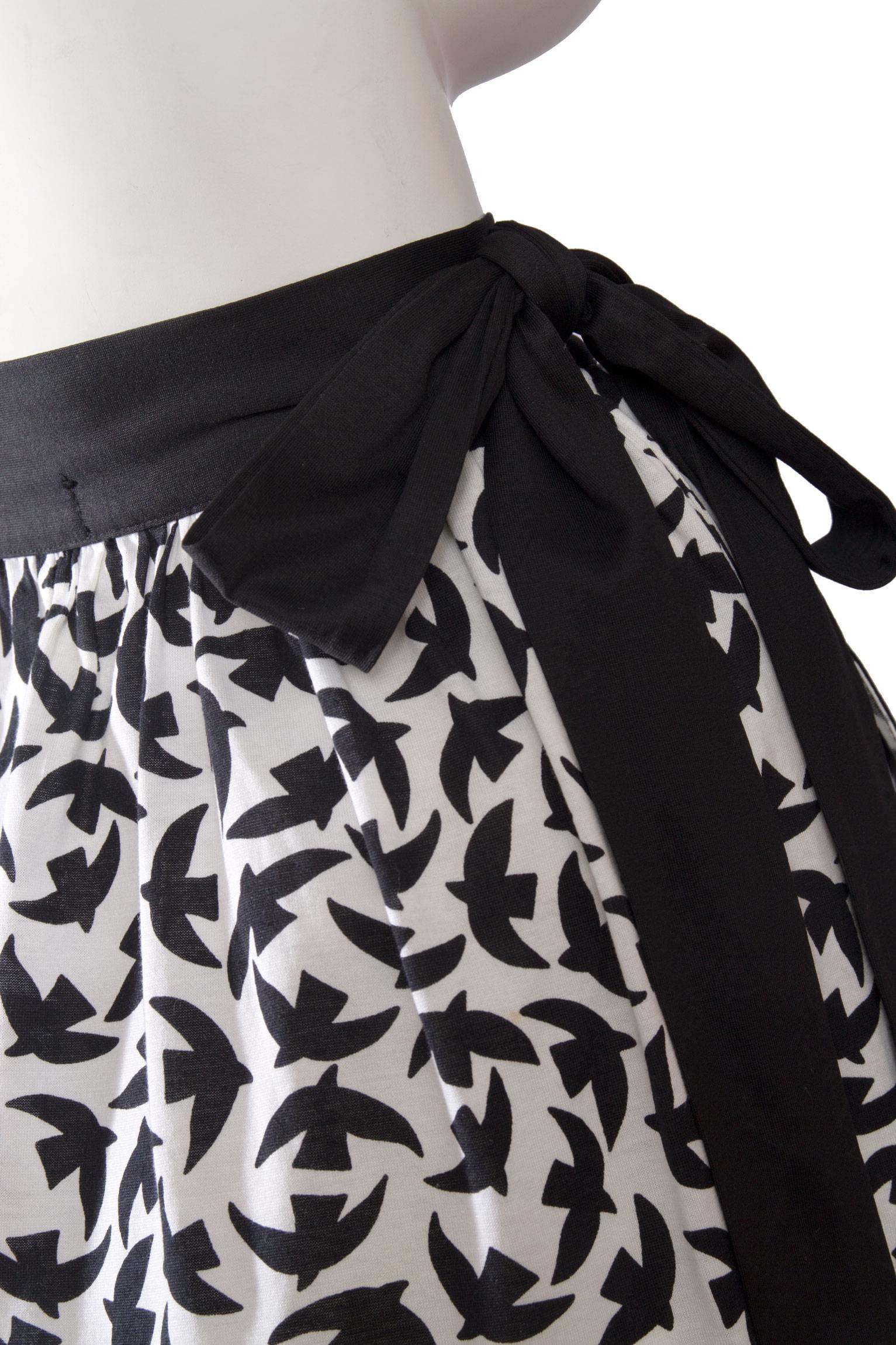 Iconic 80s Yves Saint Laurent Bird Print Wrap Skirt  1