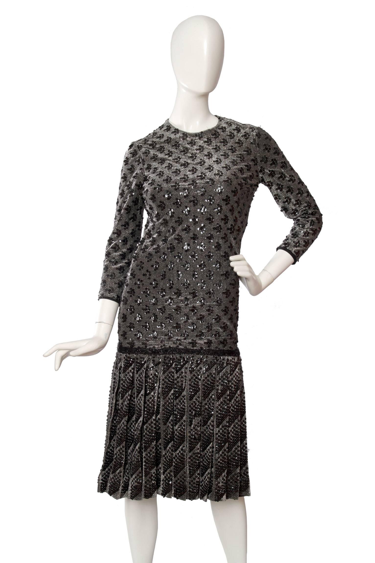A 60s Dior Sequined Silver Lurex Cocktail Dress For Sale at 1stDibs ...