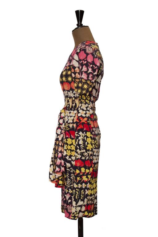 1980s Valentino Botique Fitted Floral Silk Day Dress at 1stDibs