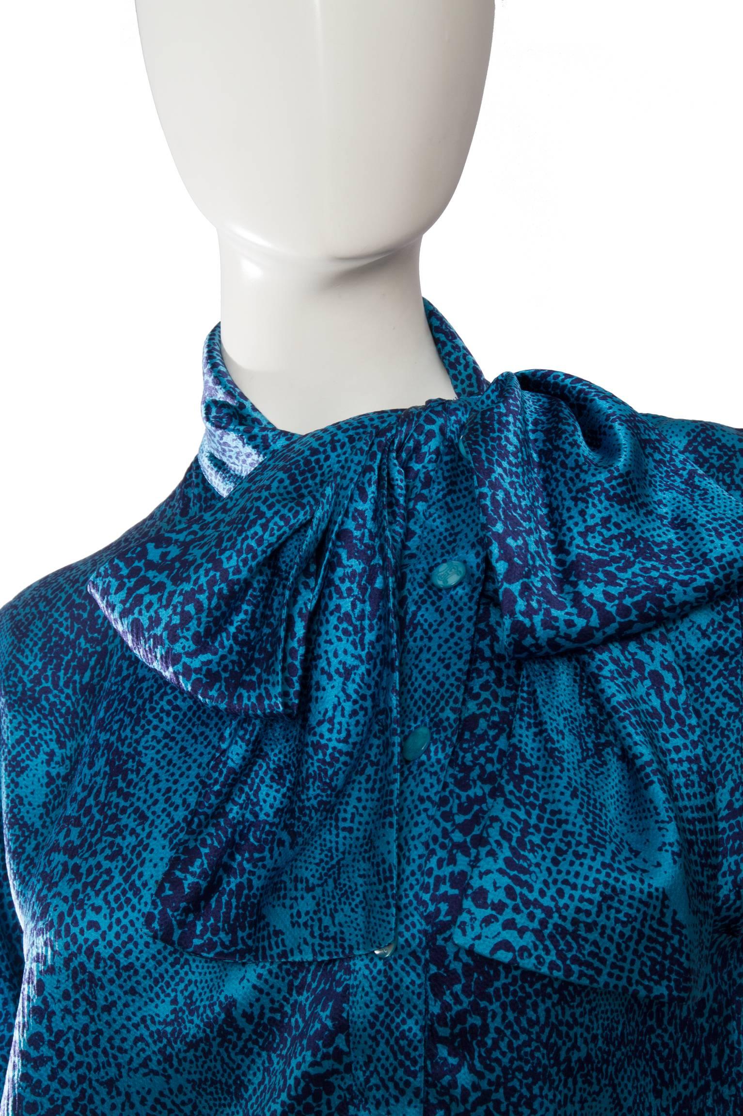 1980s Celine Python Print Silk Dress 2