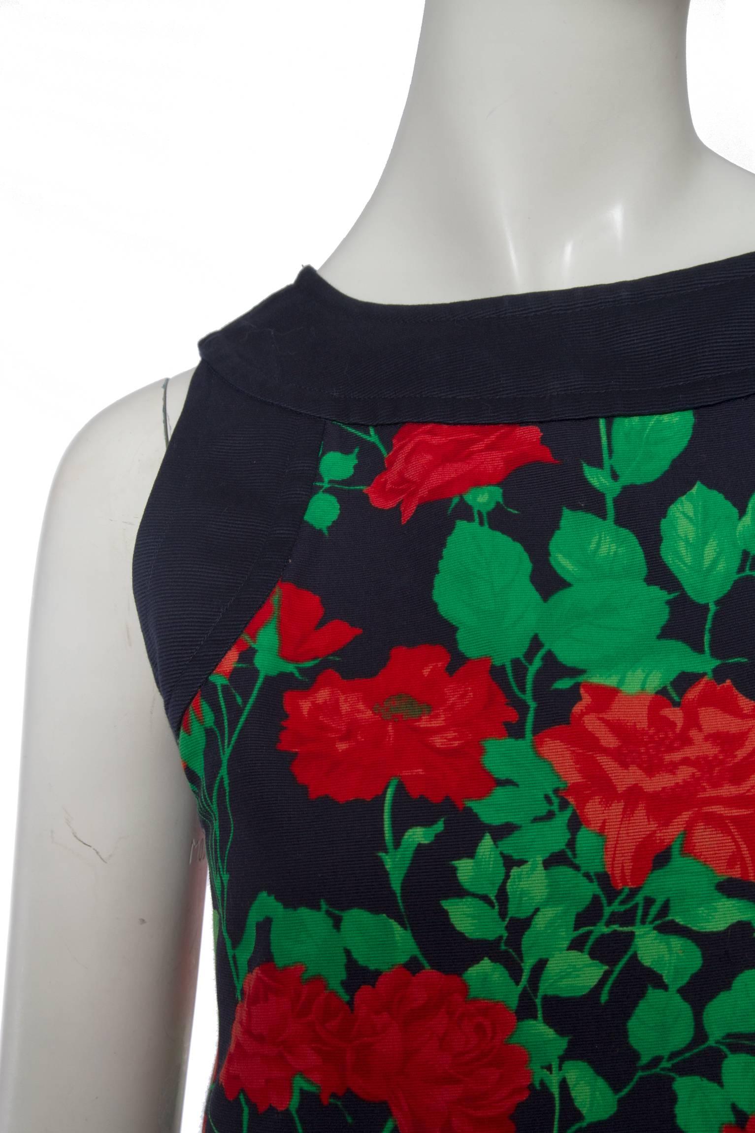 Women's 90s Yves Saint Laurent Rive Gauche FloralCotton Dress 