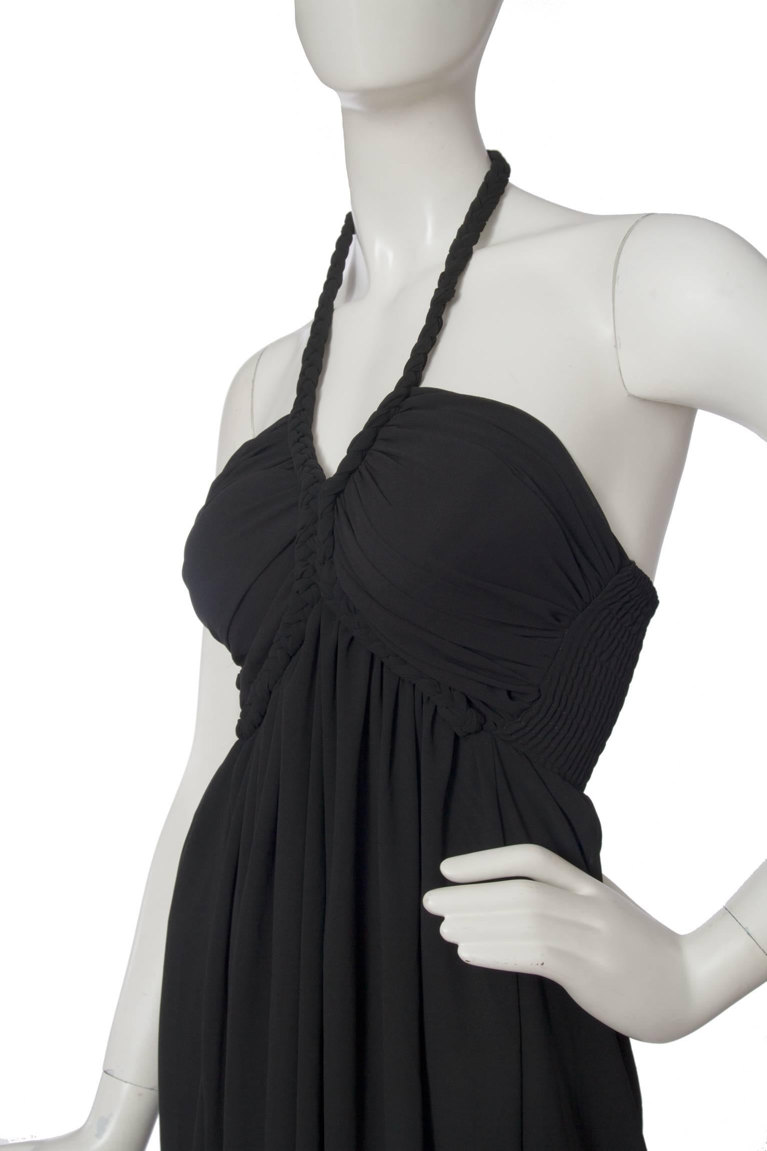 1970s Black Halterneck Dress For Sale 1