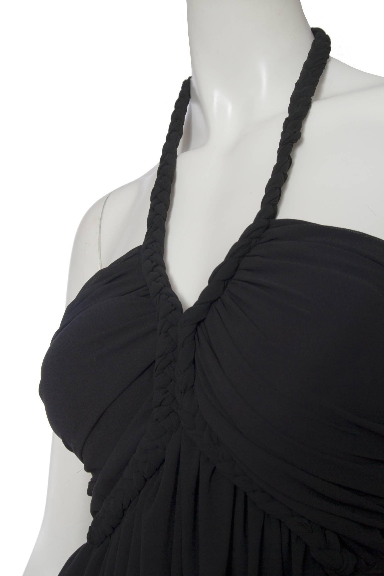 1970s Black Halterneck Dress For Sale 2
