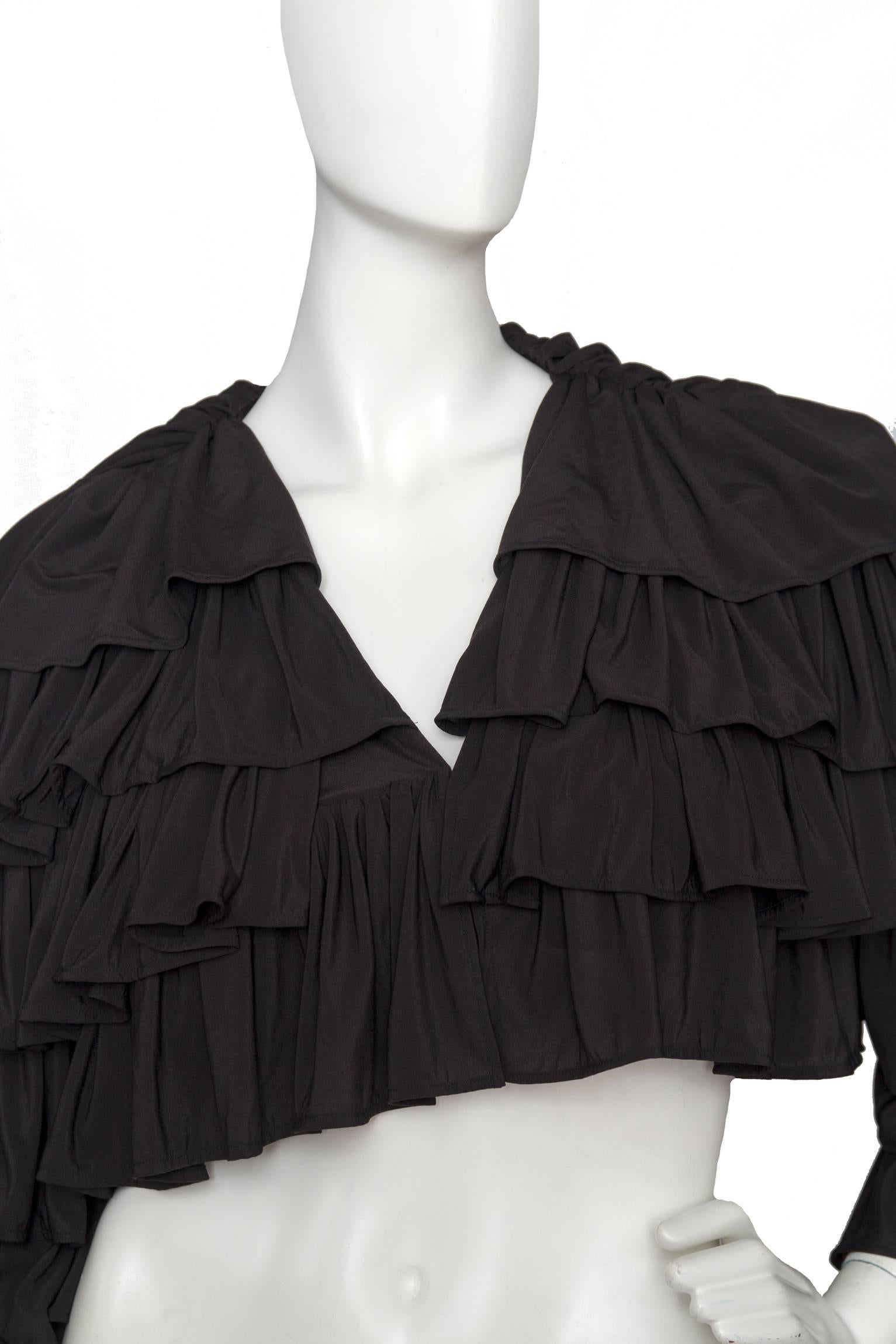 Women's 80s Black Norma Kamali Bolero Ruffle Jacket