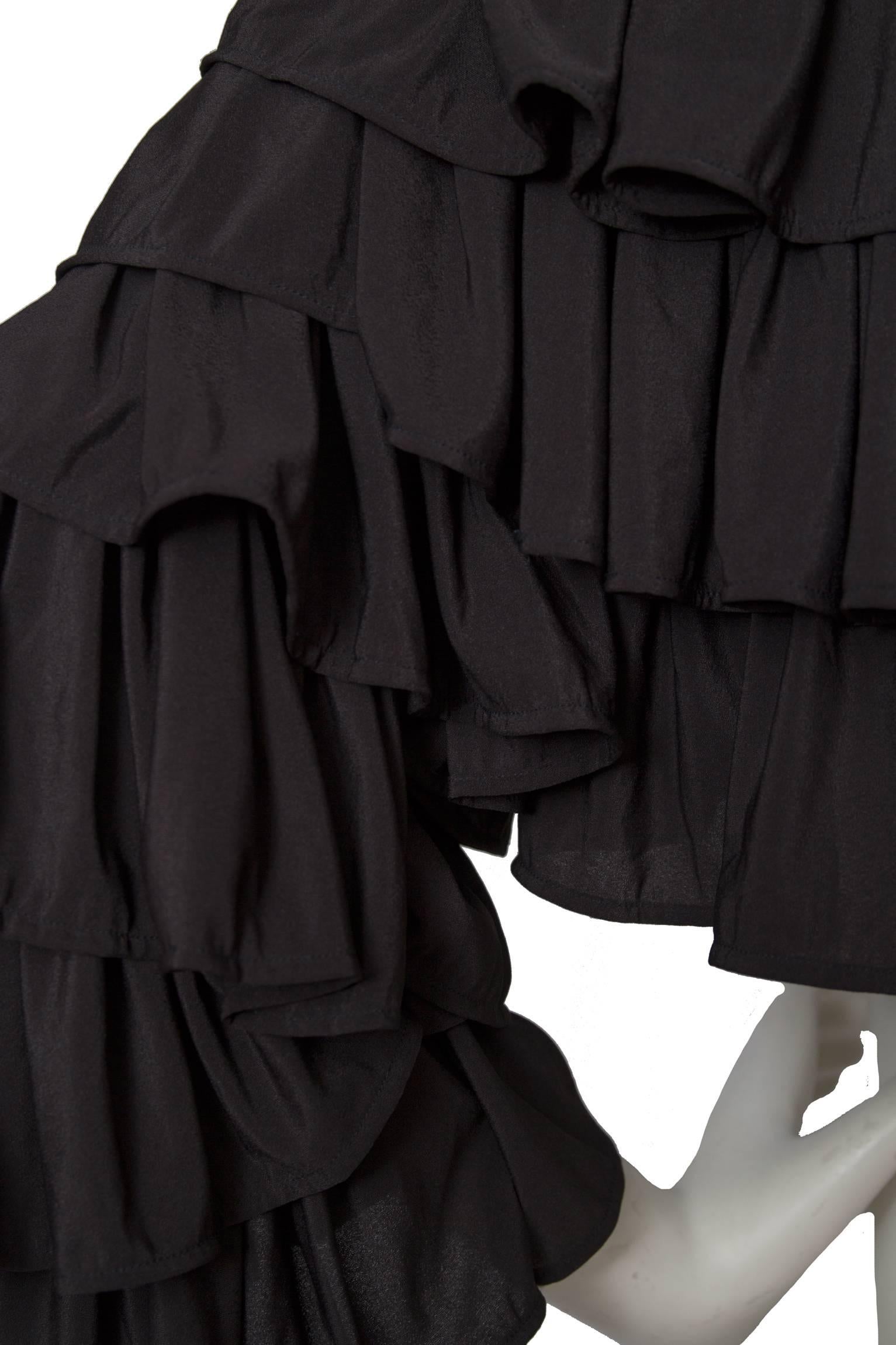 80s Black Norma Kamali Bolero Ruffle Jacket 1