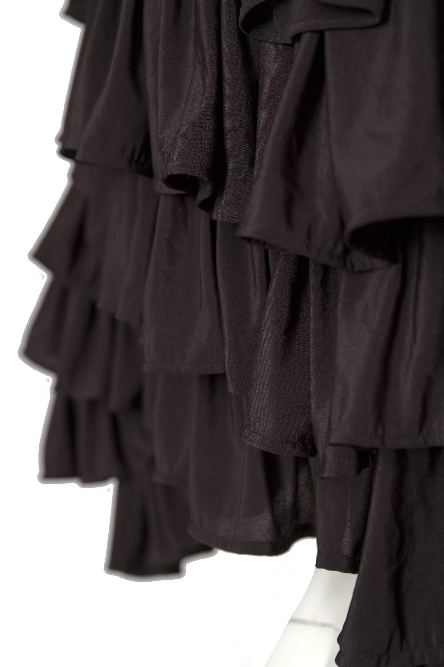80s Black Norma Kamali Bolero Ruffle Jacket 2