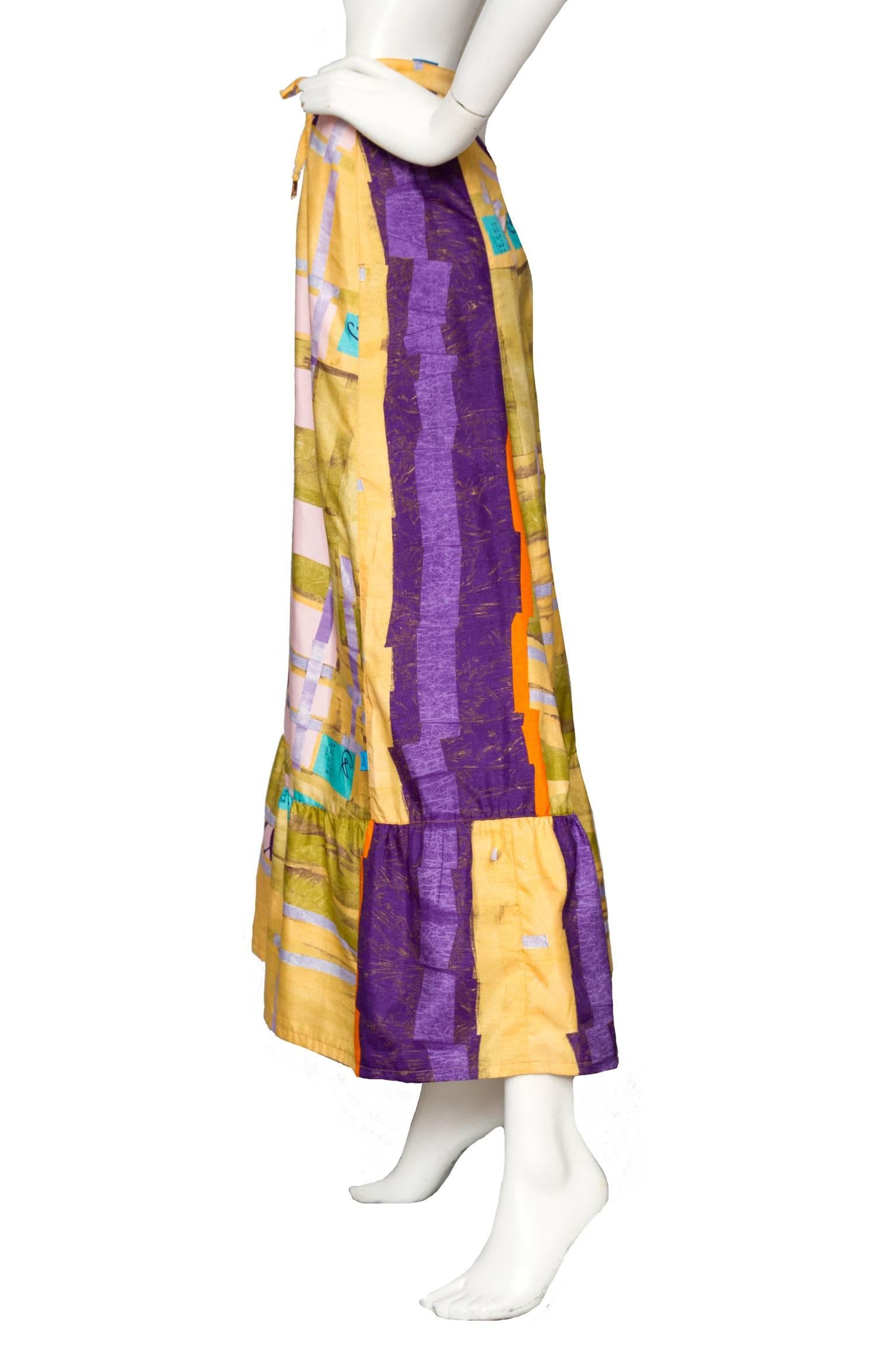 Women's A Colorful 1990s Christian Lacroix Silk Peasent Skirt