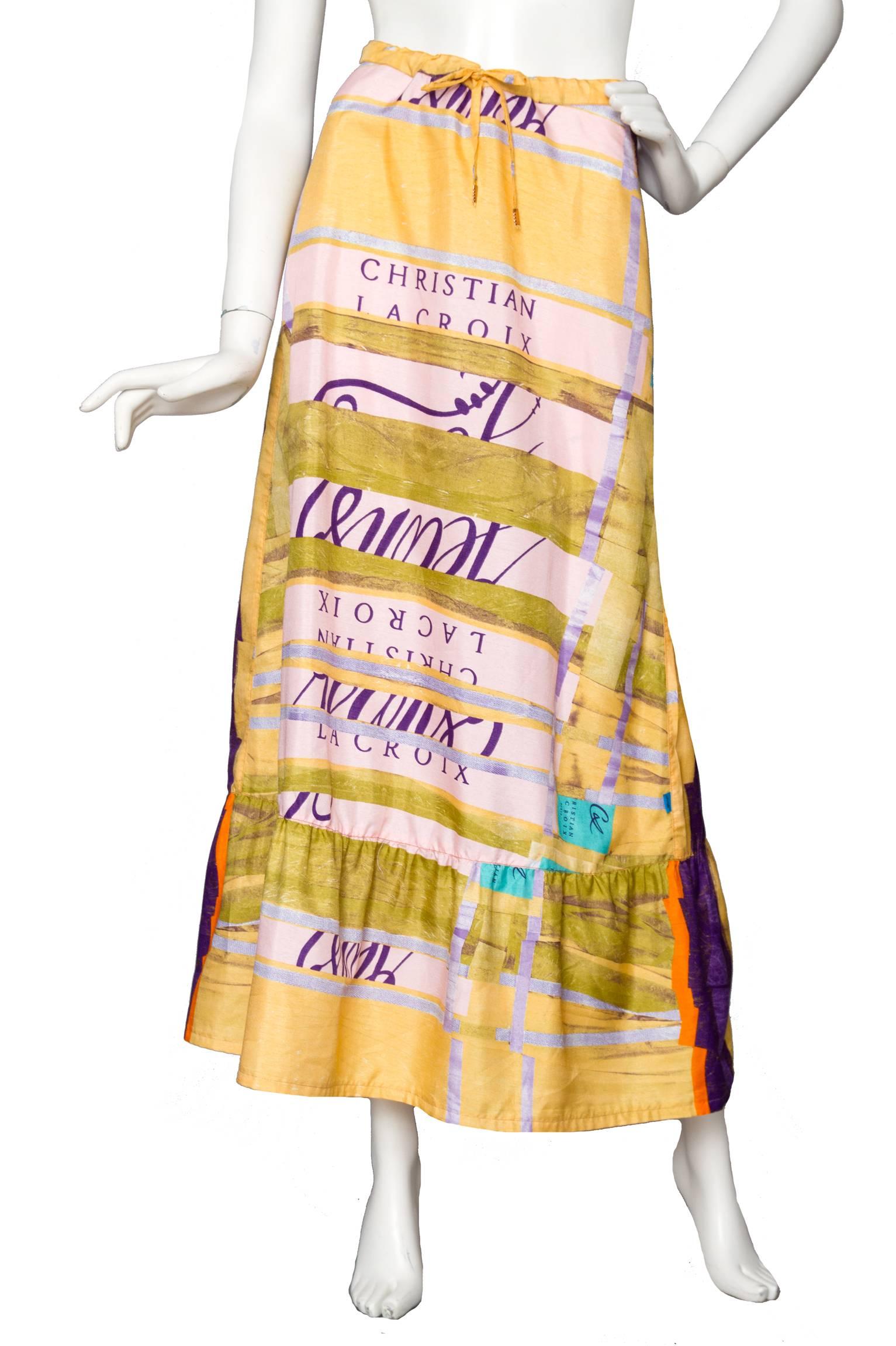 A Colorful 1990s Christian Lacroix Silk Peasent Skirt In Good Condition In Copenhagen, DK