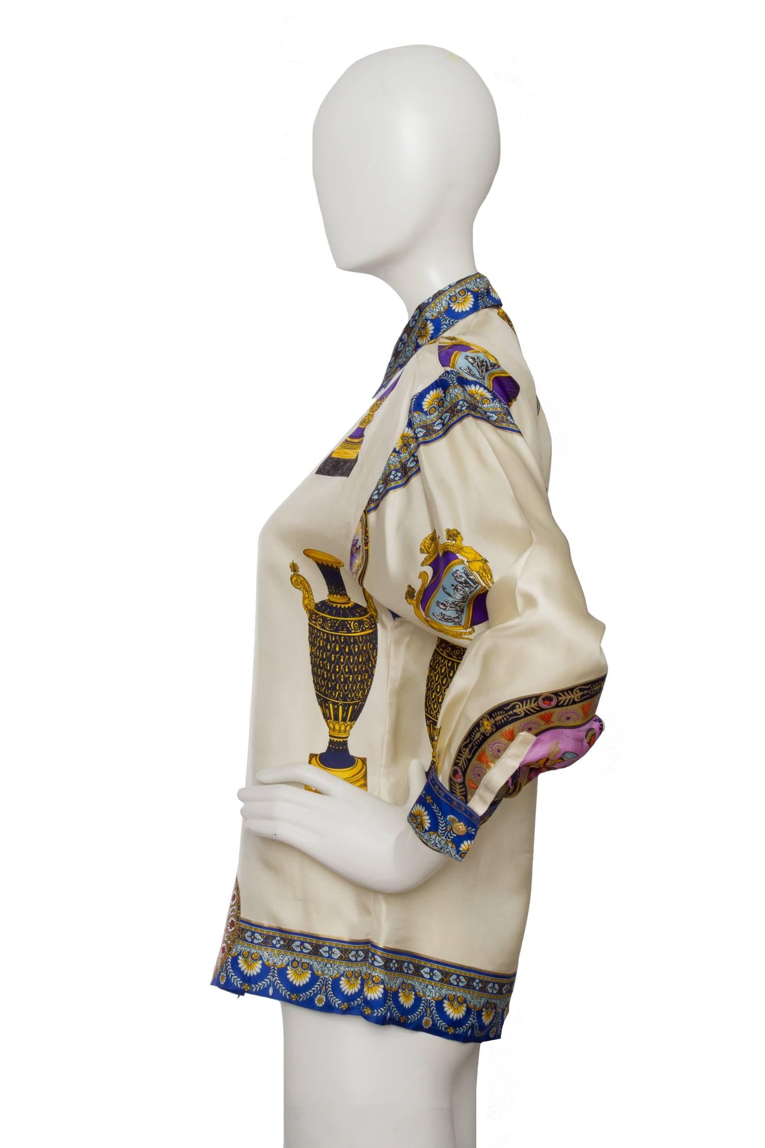 Beige A Colourful 1990s Gianni Versace Silk Shirt