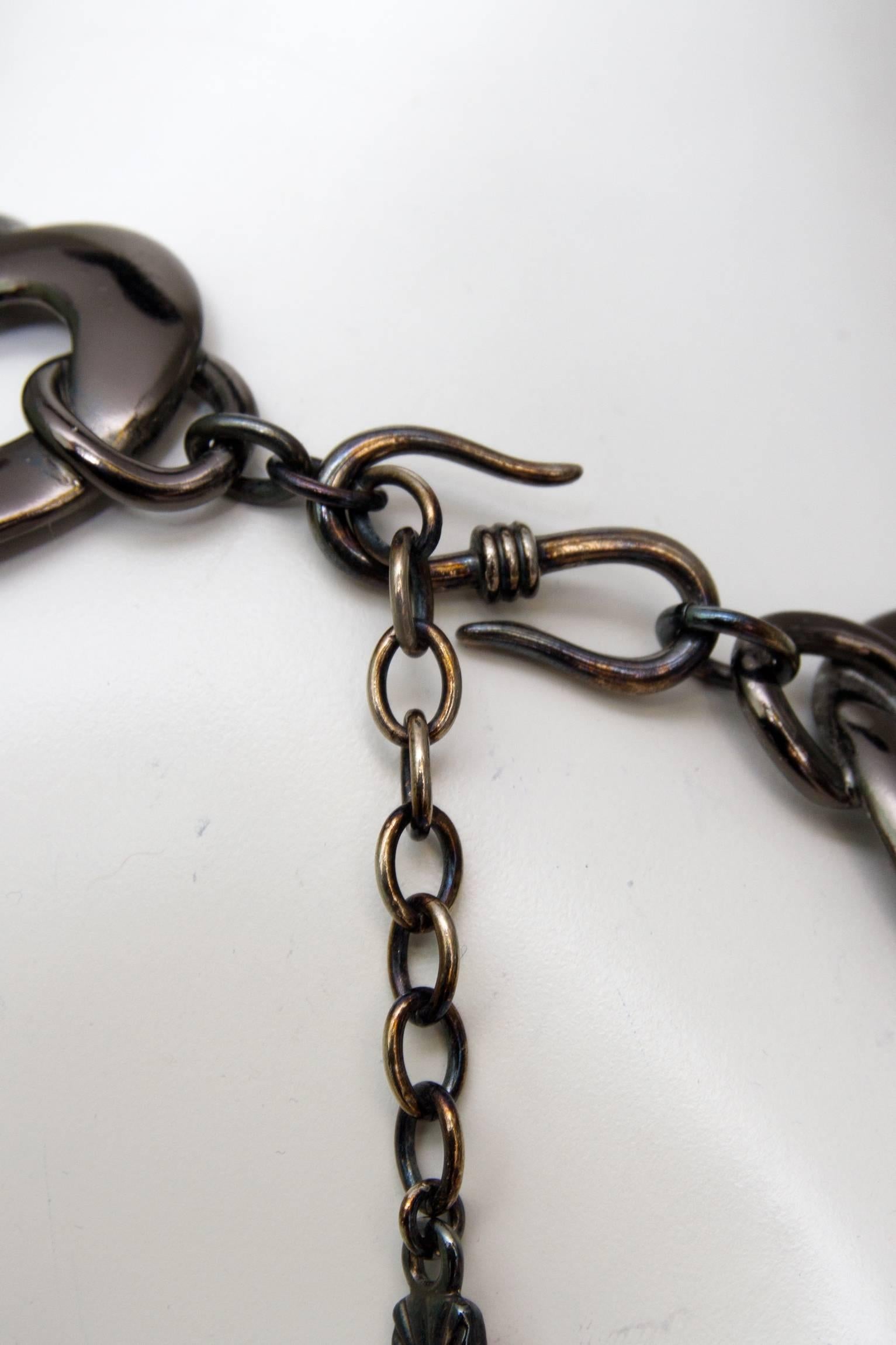 1990s Yves Saint Laurent Heart Chain Link Necklace  3