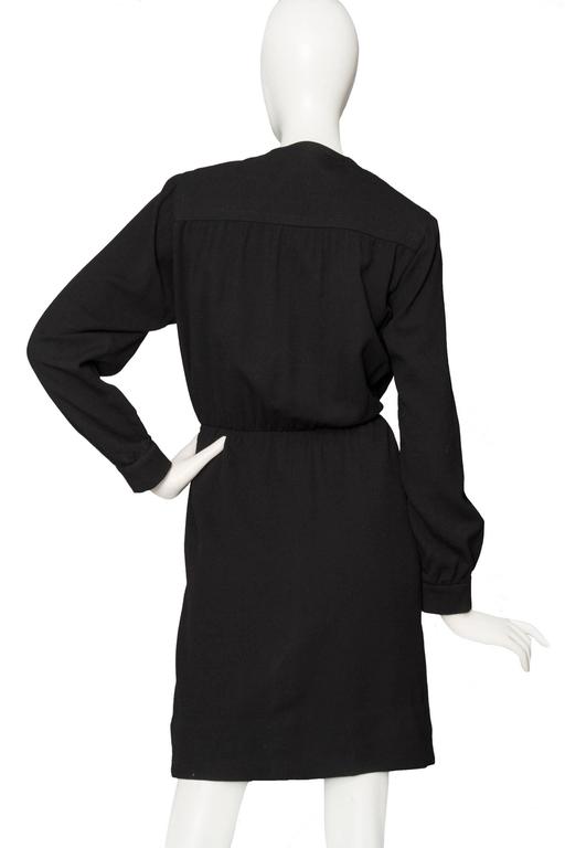 A 1980s Black Yves Saint Laurent Rive Gauche Wool Dress For Sale at 1stDibs