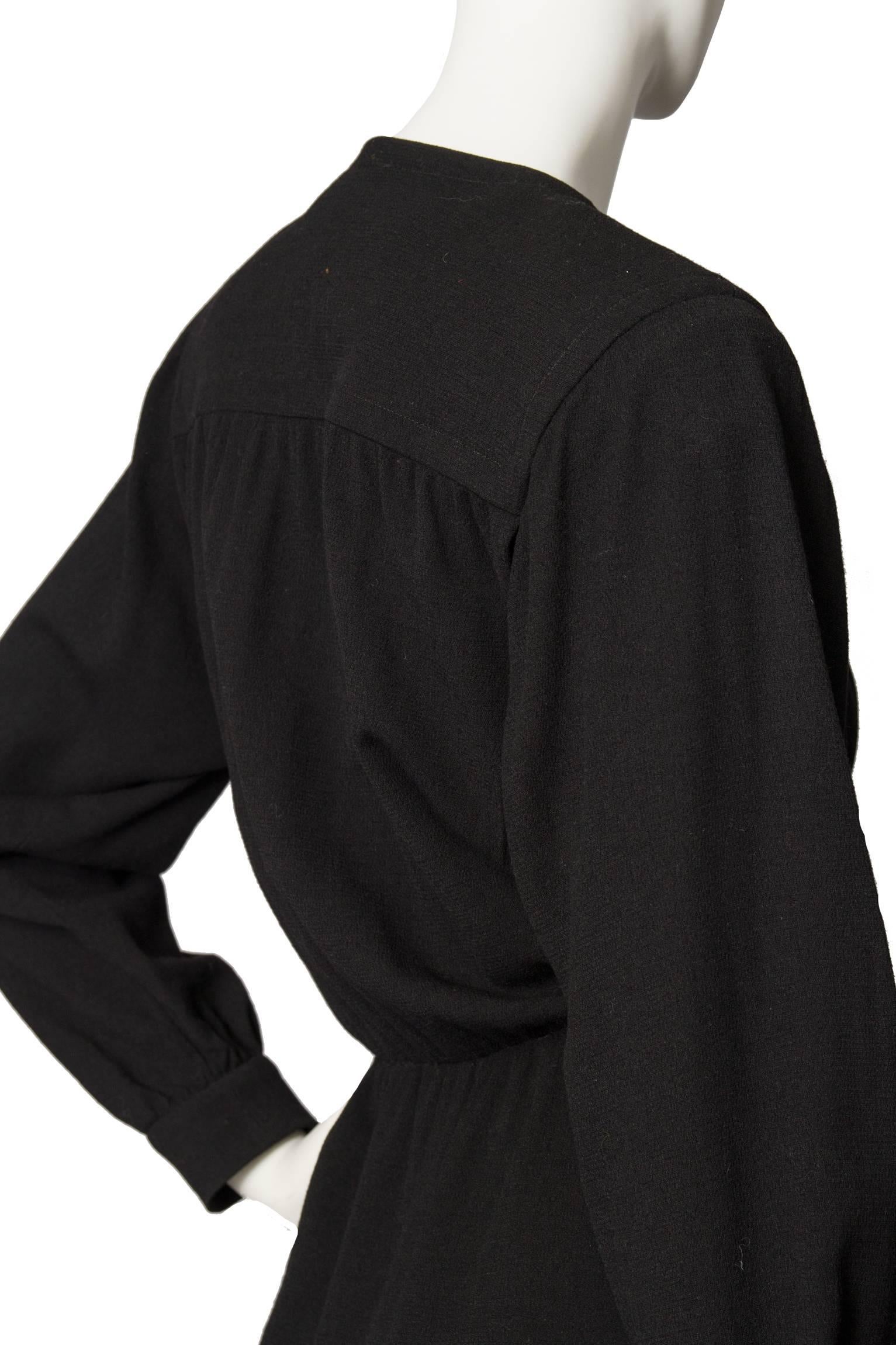 Women's A 1980s Black Yves Saint Laurent Rive Gauche Wool Dress For Sale