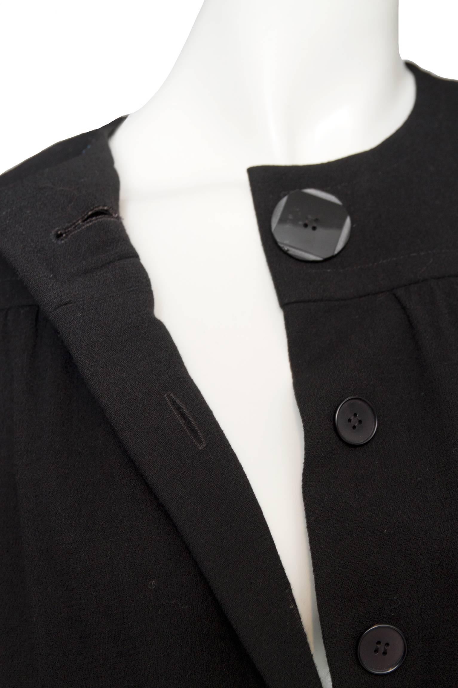 A 1980s Black Yves Saint Laurent Rive Gauche Wool Dress For Sale 1