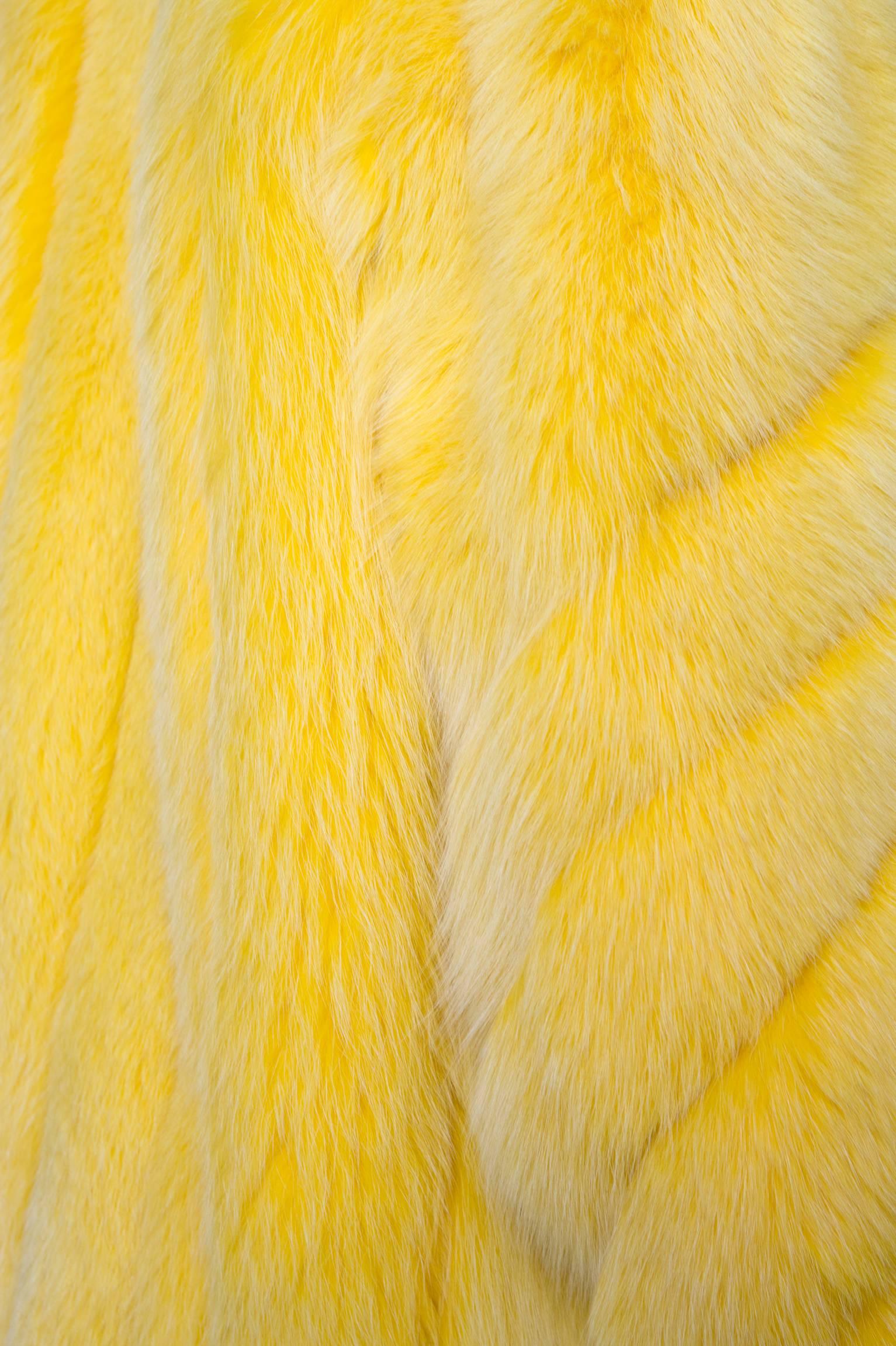 Women's A 1980s Bright Yellow Dyed Saga Furs Fox Coat