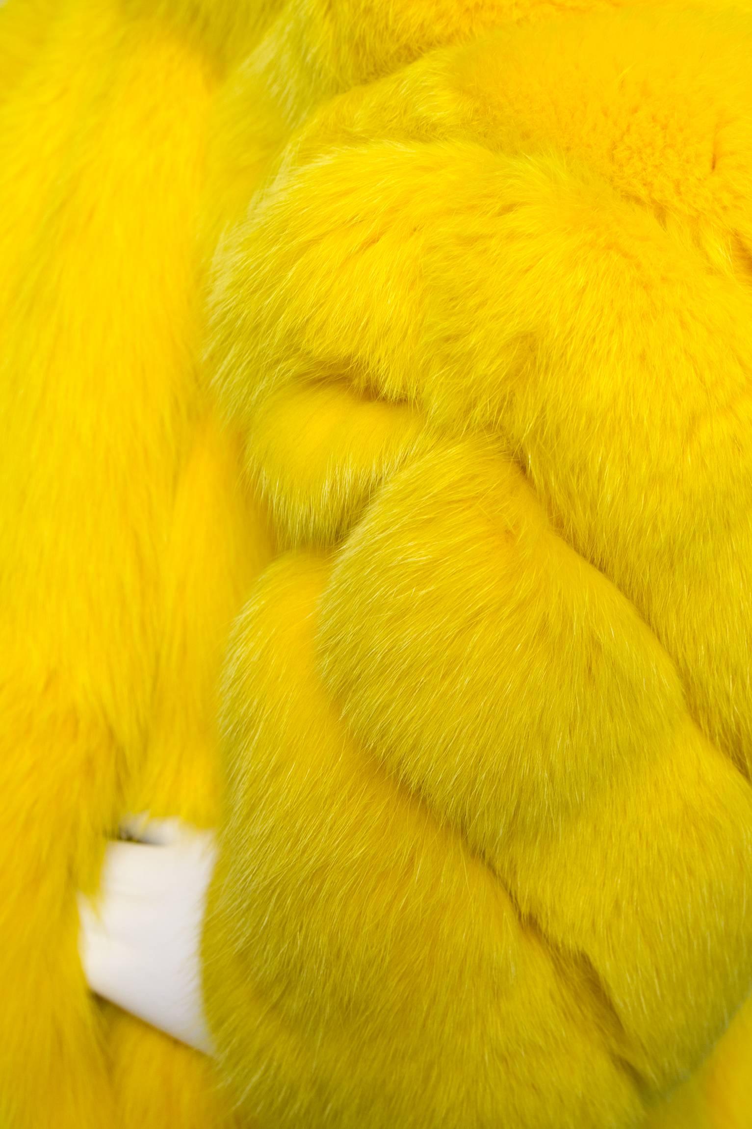 A 1980s Bright Yellow Dyed Saga Furs Fox Coat 2