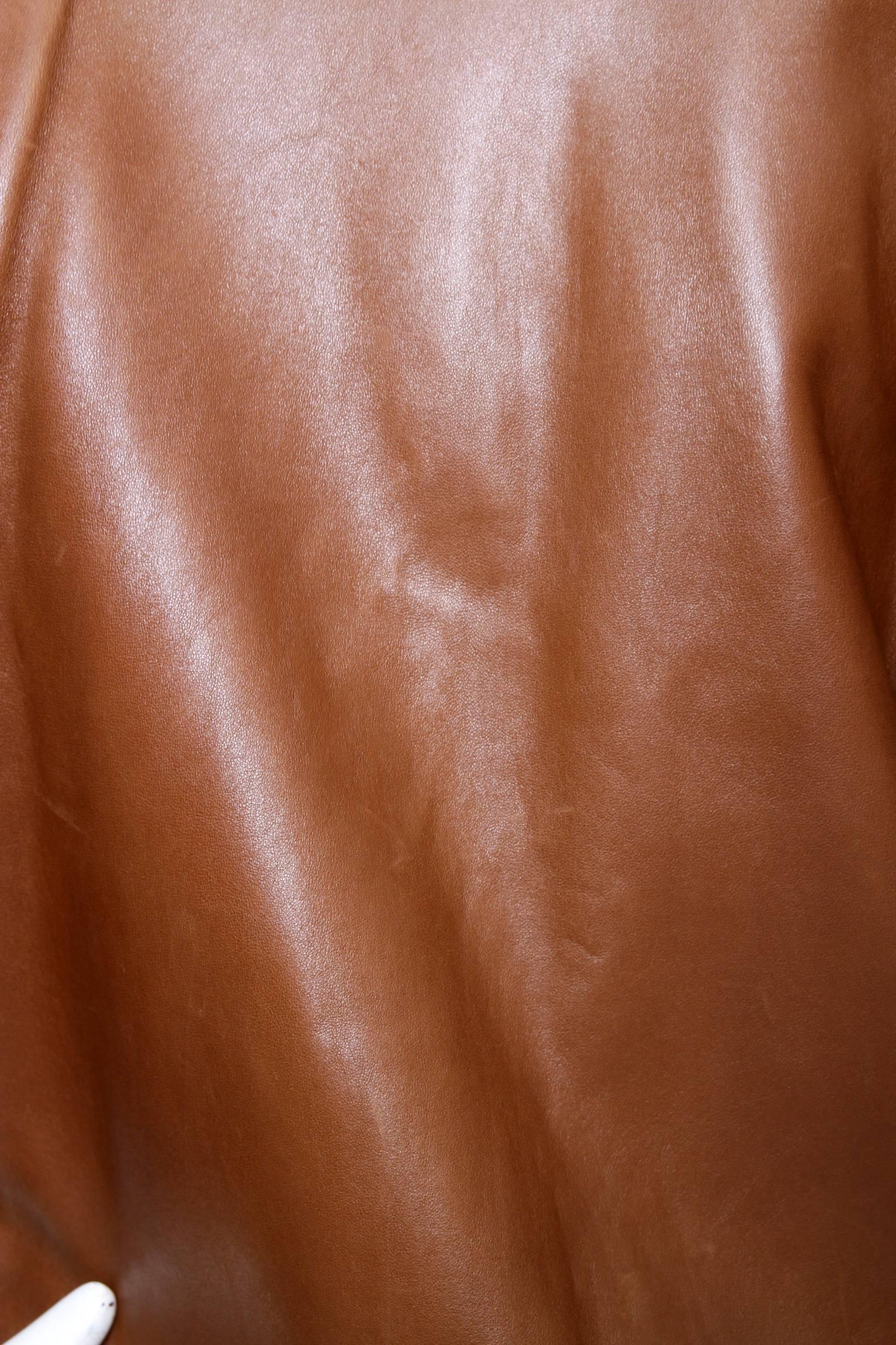 80s Yves Saint Laurent Brandy Colored Cropped Leather Jacket 4