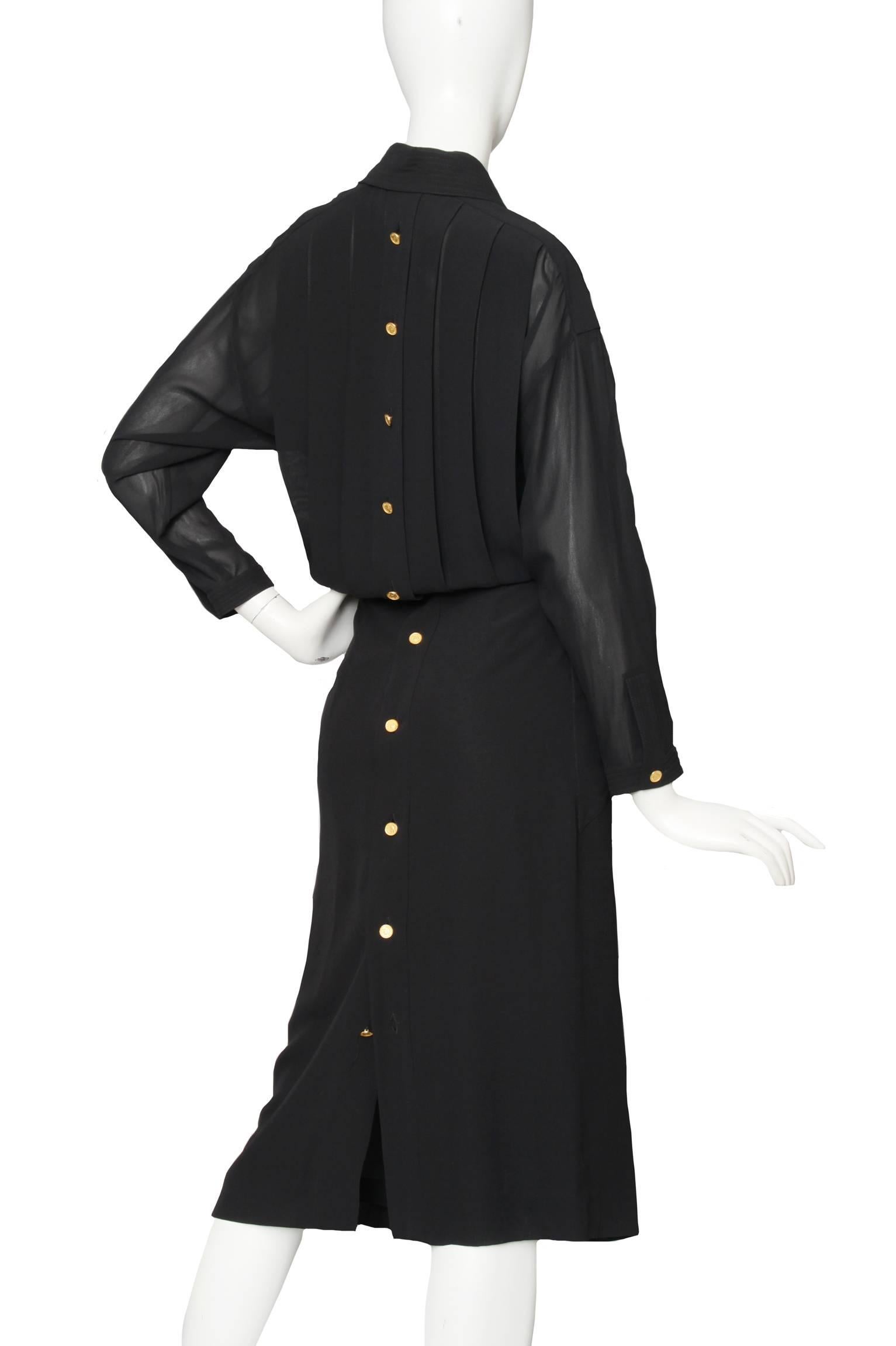 A1990s Black Pleated Chanel Silk Dress In Good Condition In Copenhagen, DK