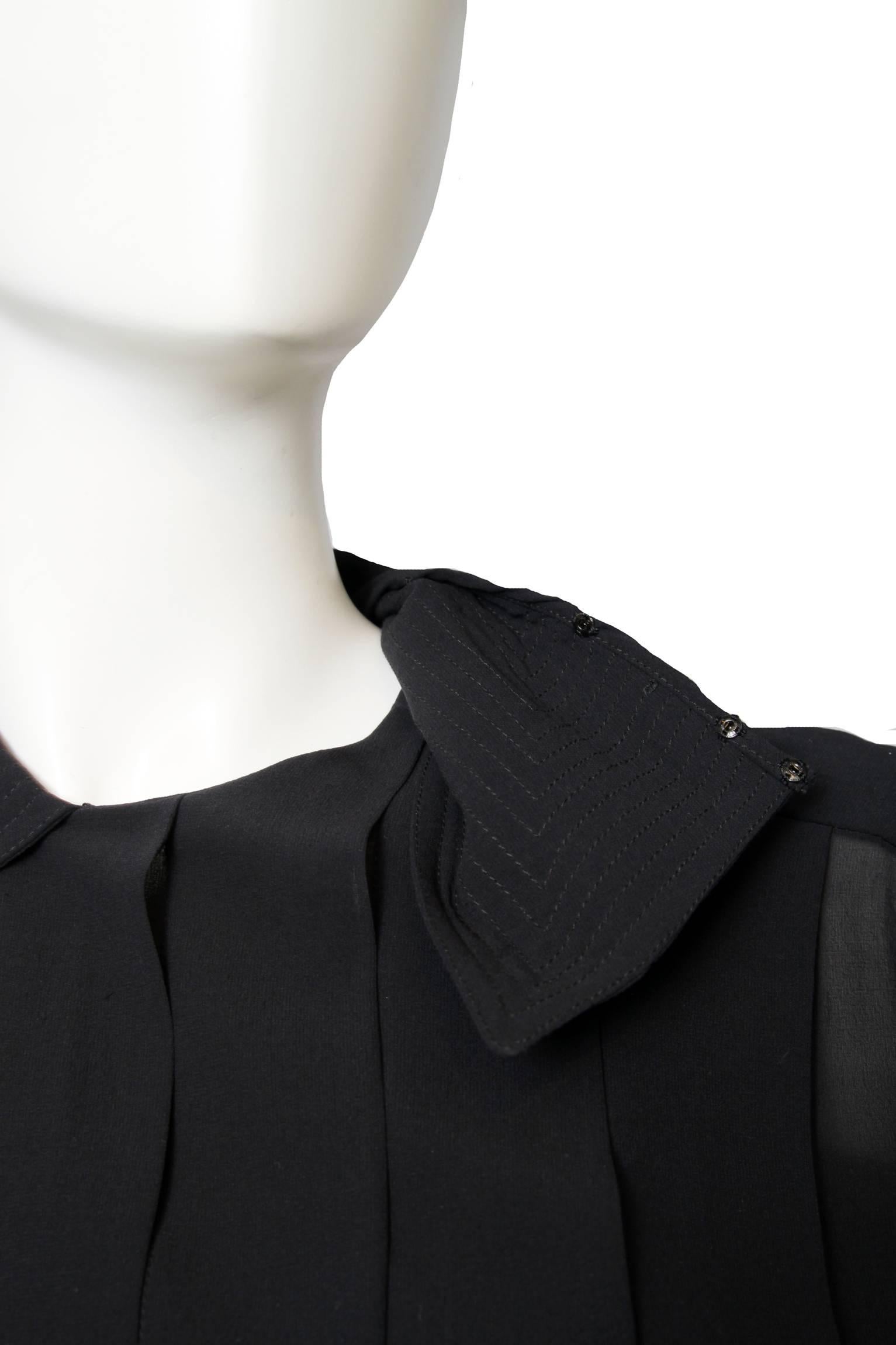 A1990s Black Pleated Chanel Silk Dress 3